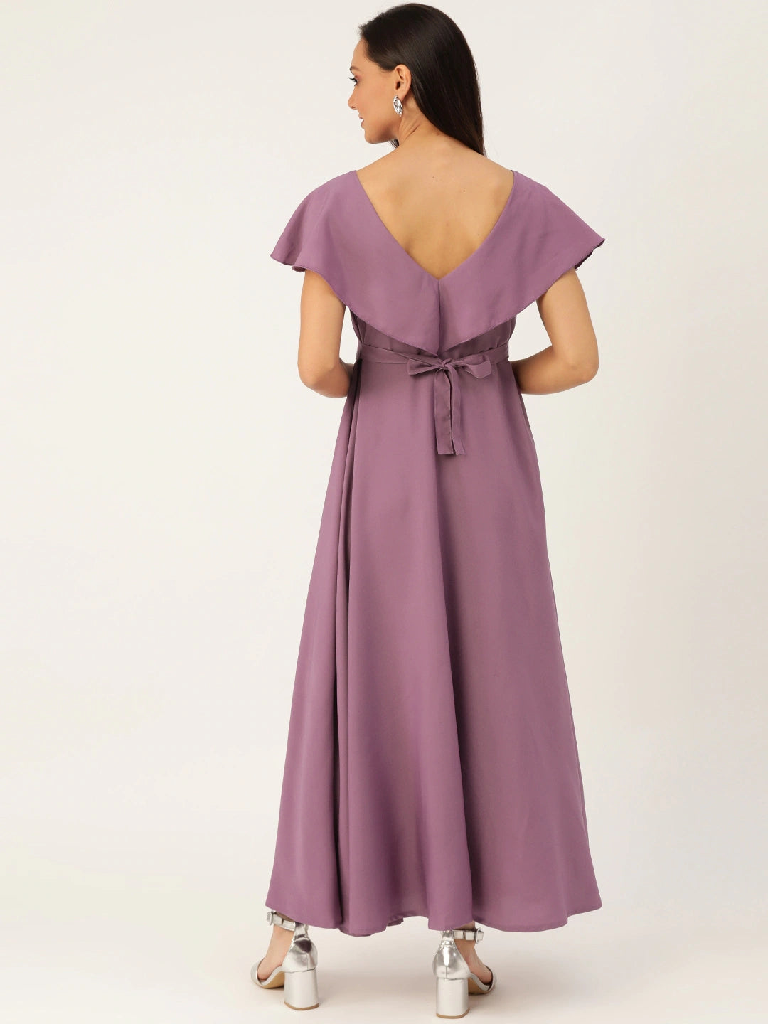 Women Purple Solid Maxi Dress