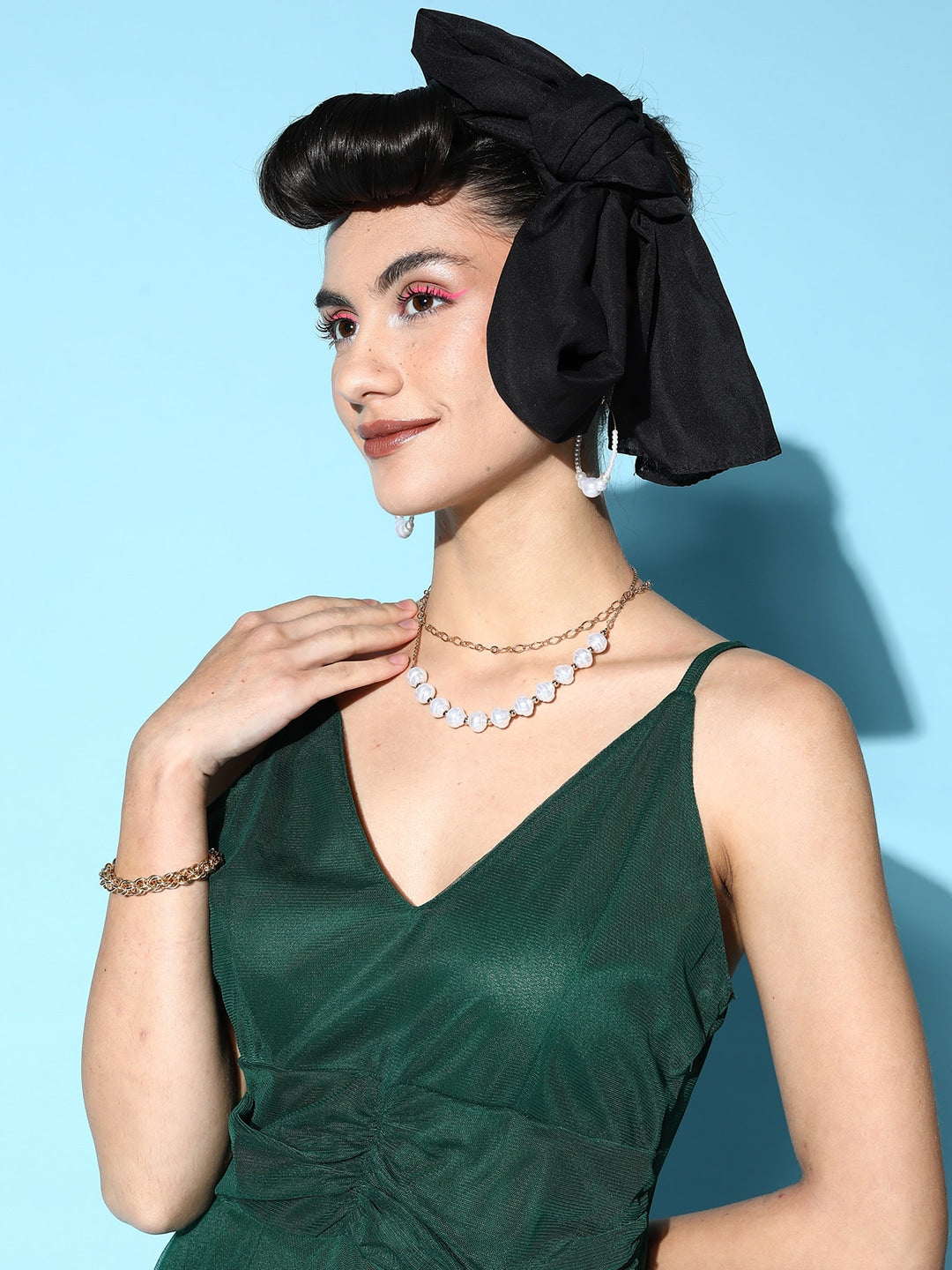 Women Gorgeous Green Solid Elevated Gown Dress