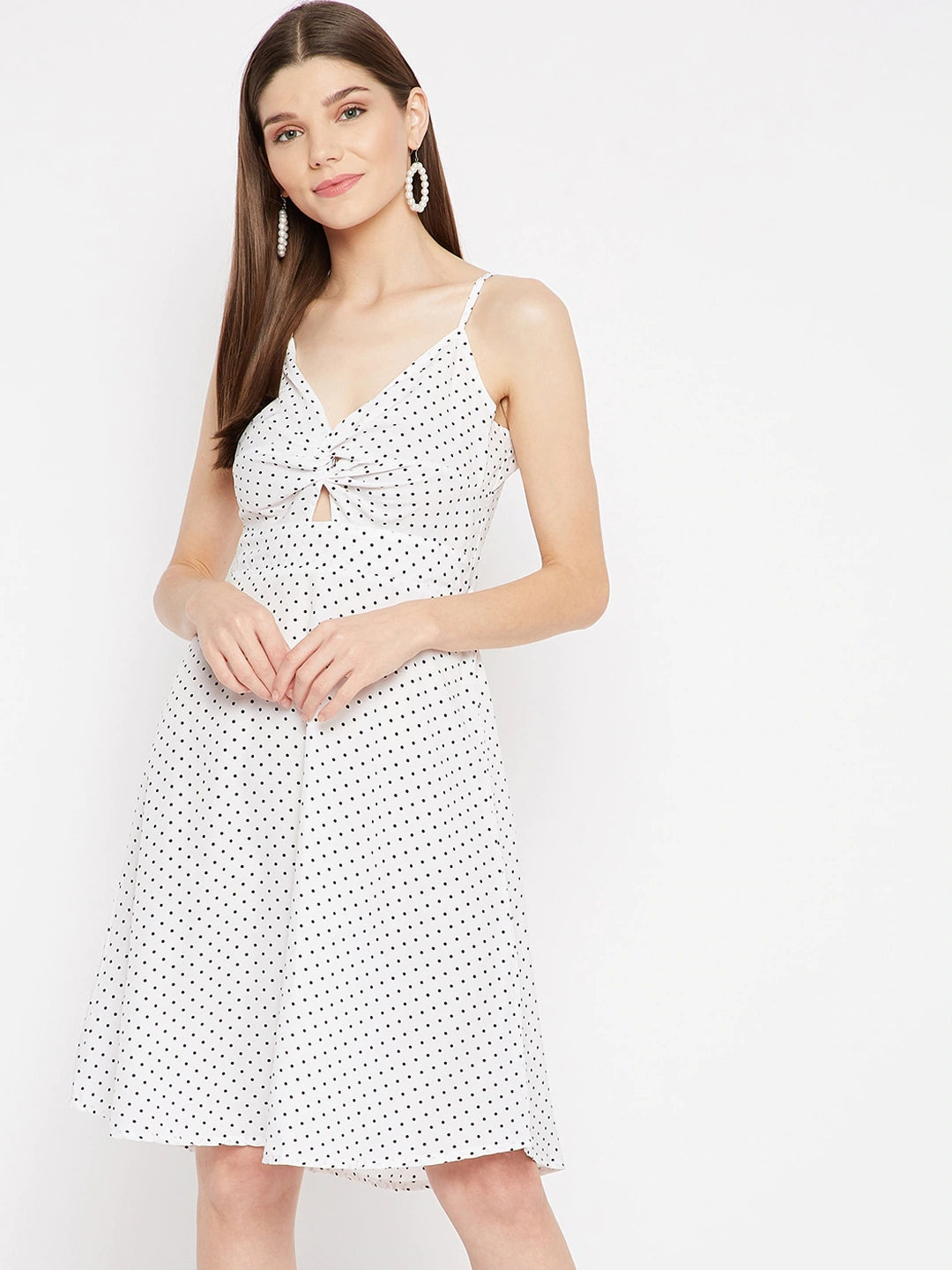 Women White Printed Crepe Dress