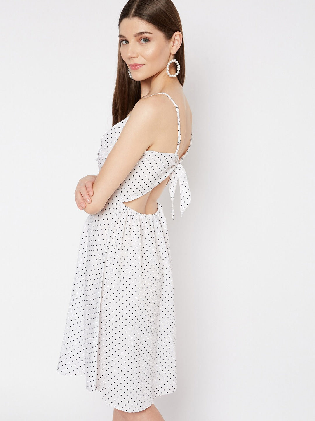 Women White Printed Crepe Dress