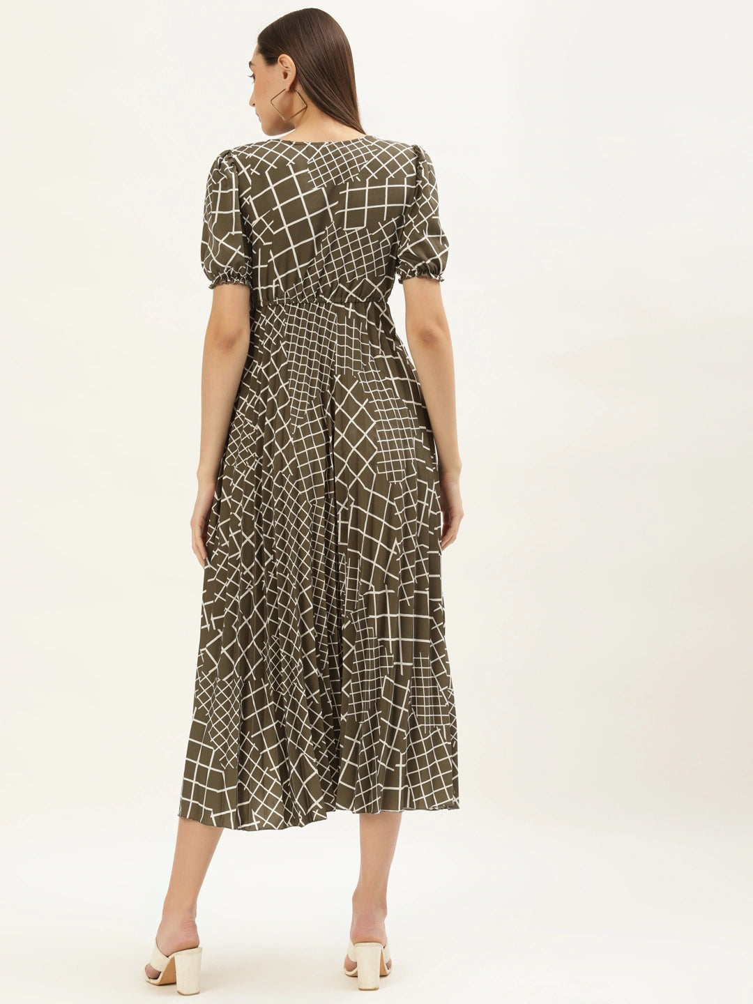 Women Teal Crepe Midi Dress