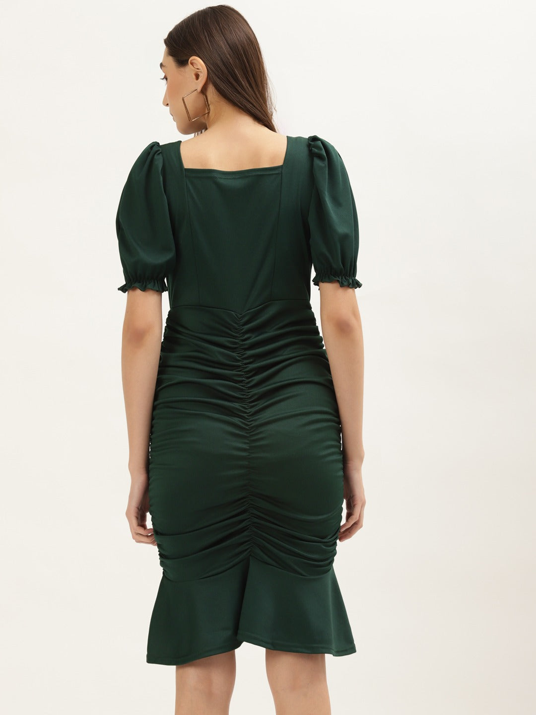 Women Green Solid Bodycon Dress