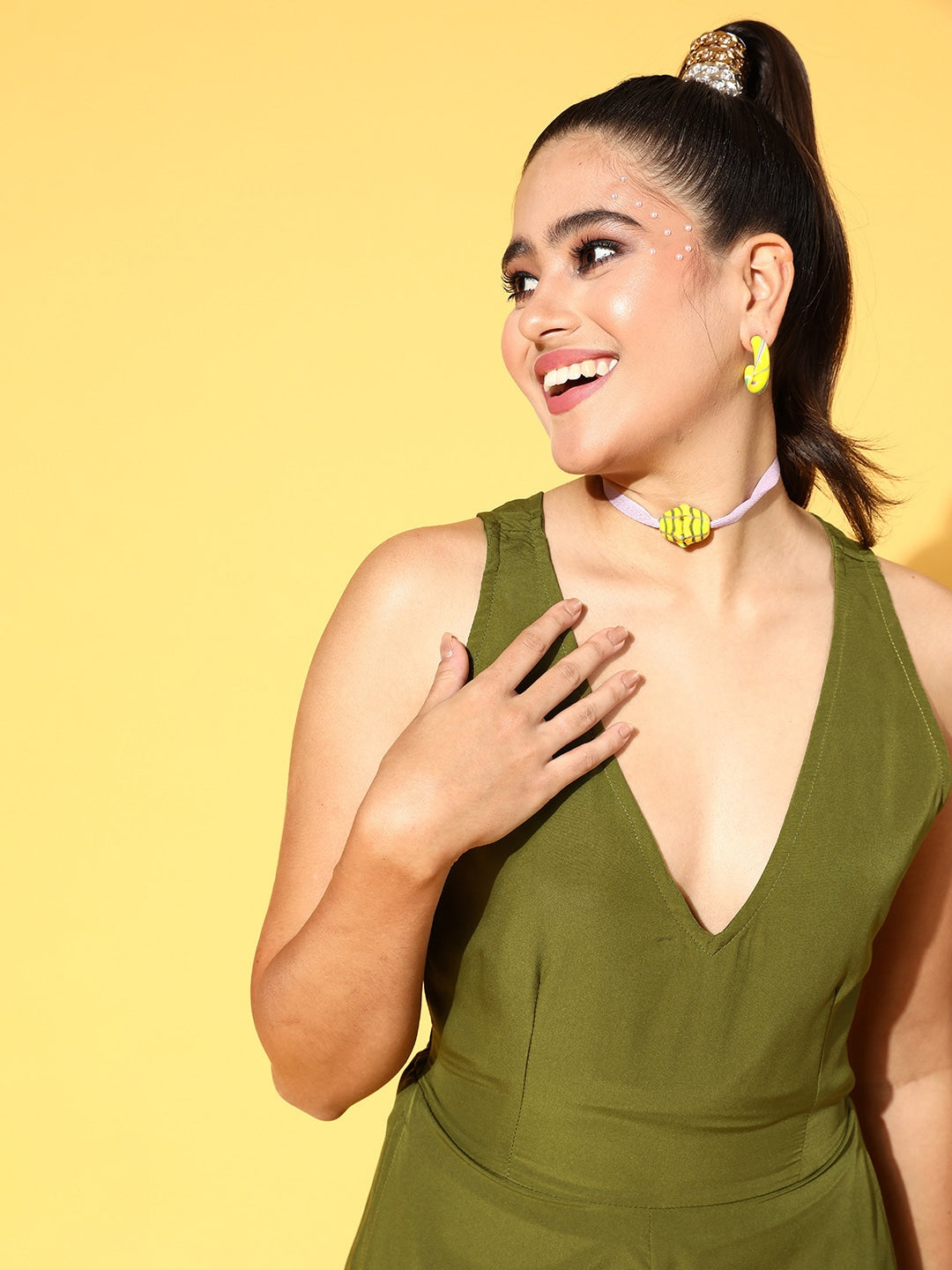 Women Olive Solid Joyful Jumpsuit