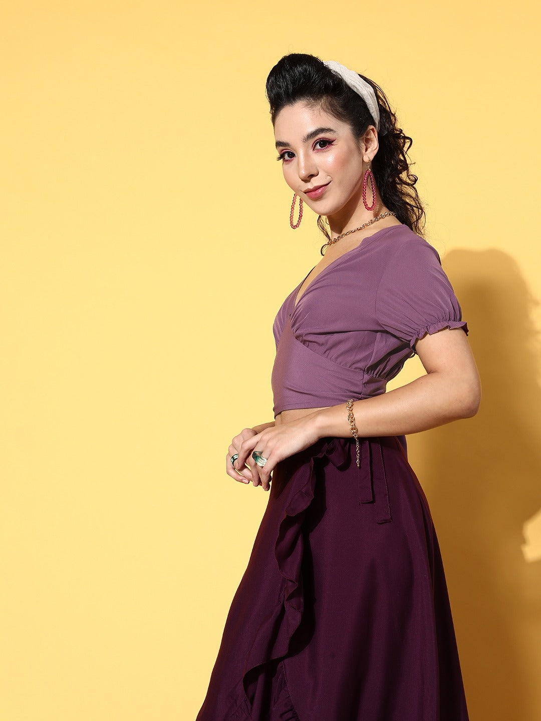 Purple Solid Twist & Knot Top