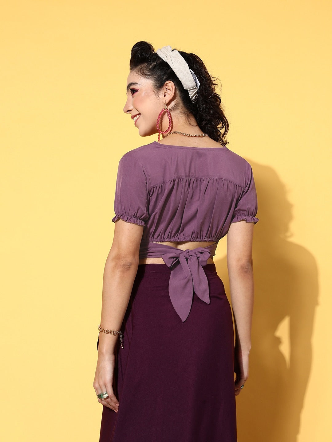 Purple Solid Twist & Knot Top