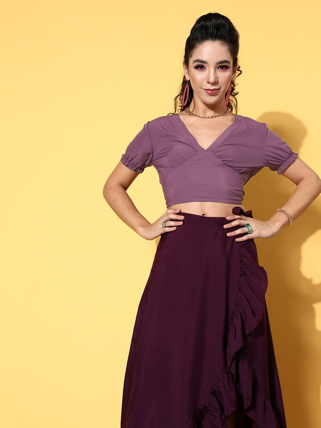 Purple Solid Twist & Knot Top