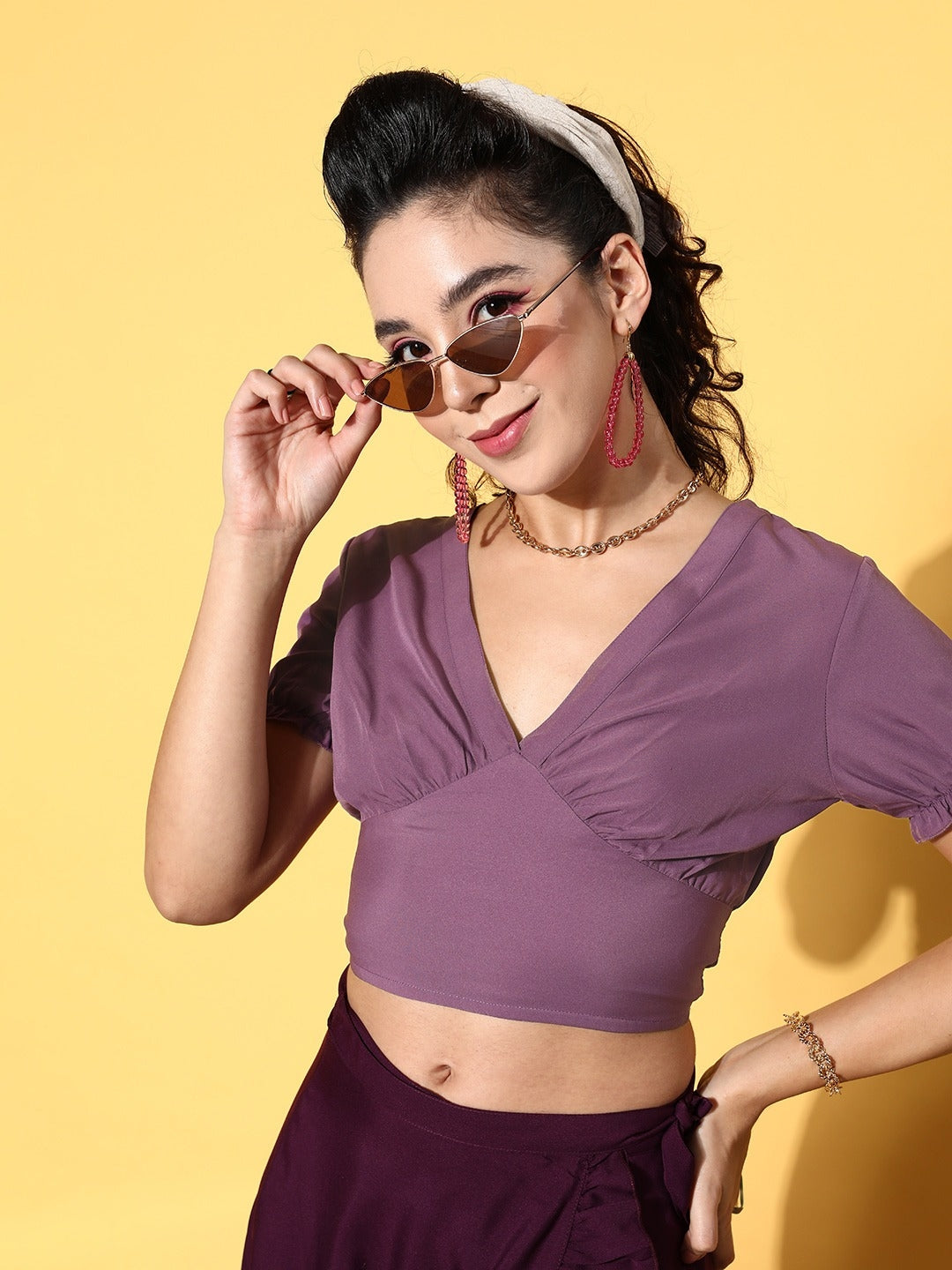 Purple Solid Twist & Knot Top