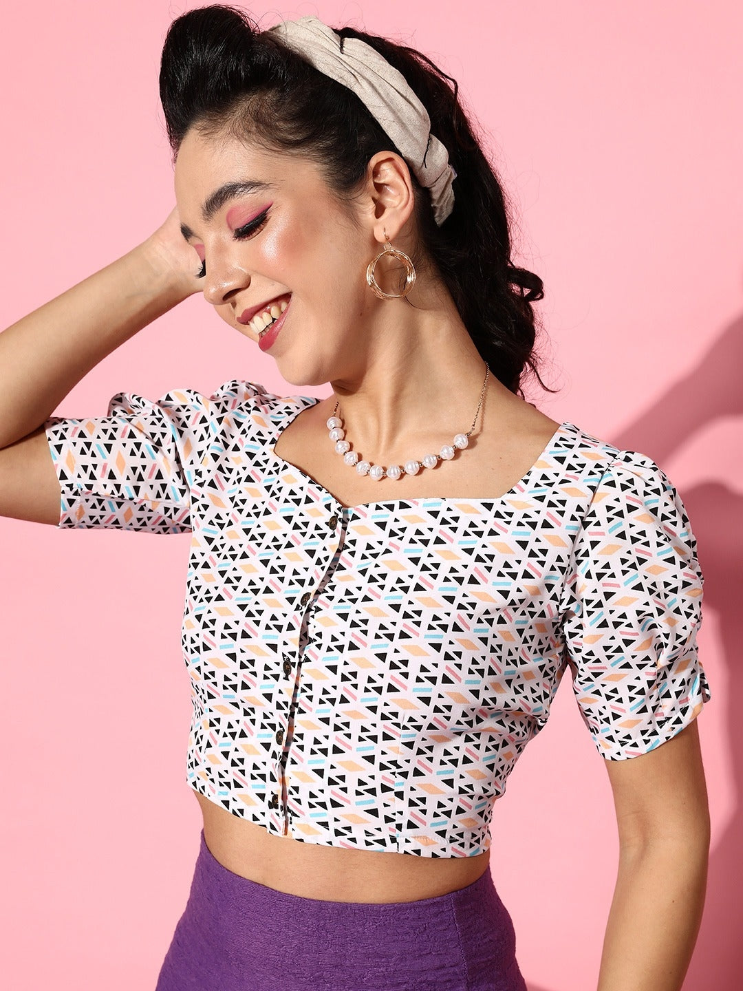 White Geometric Vacay Attire