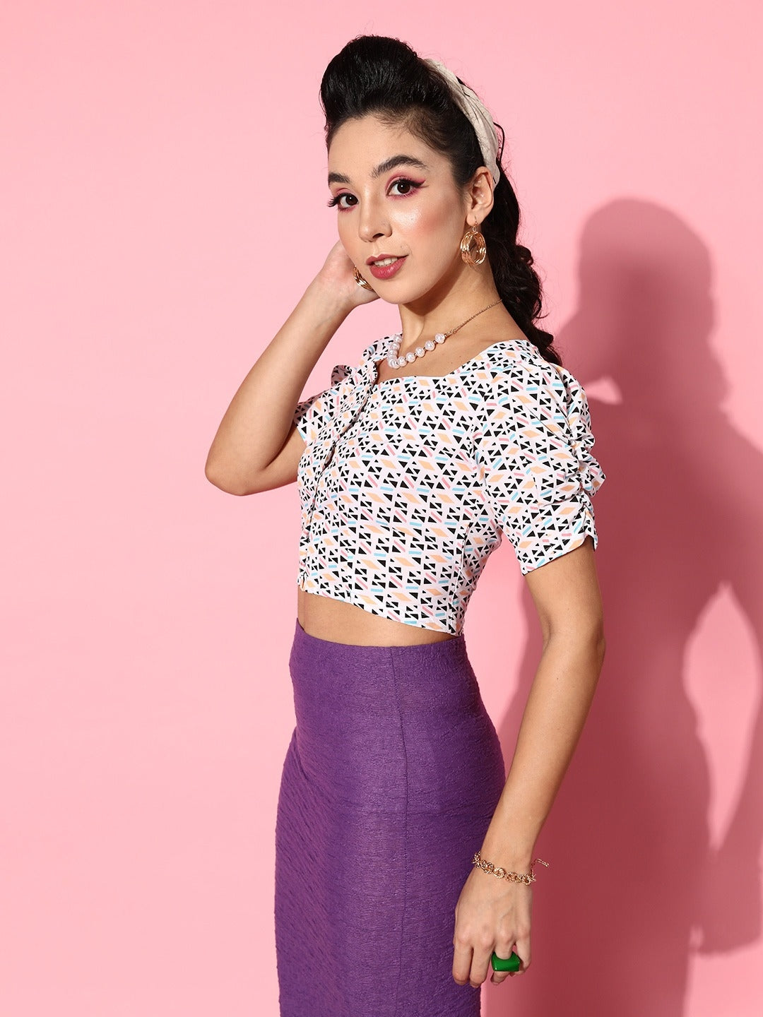 White Geometric Vacay Attire