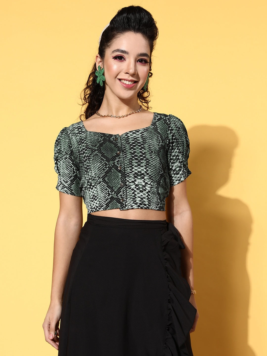 Green Animal Printed Vacay Attire