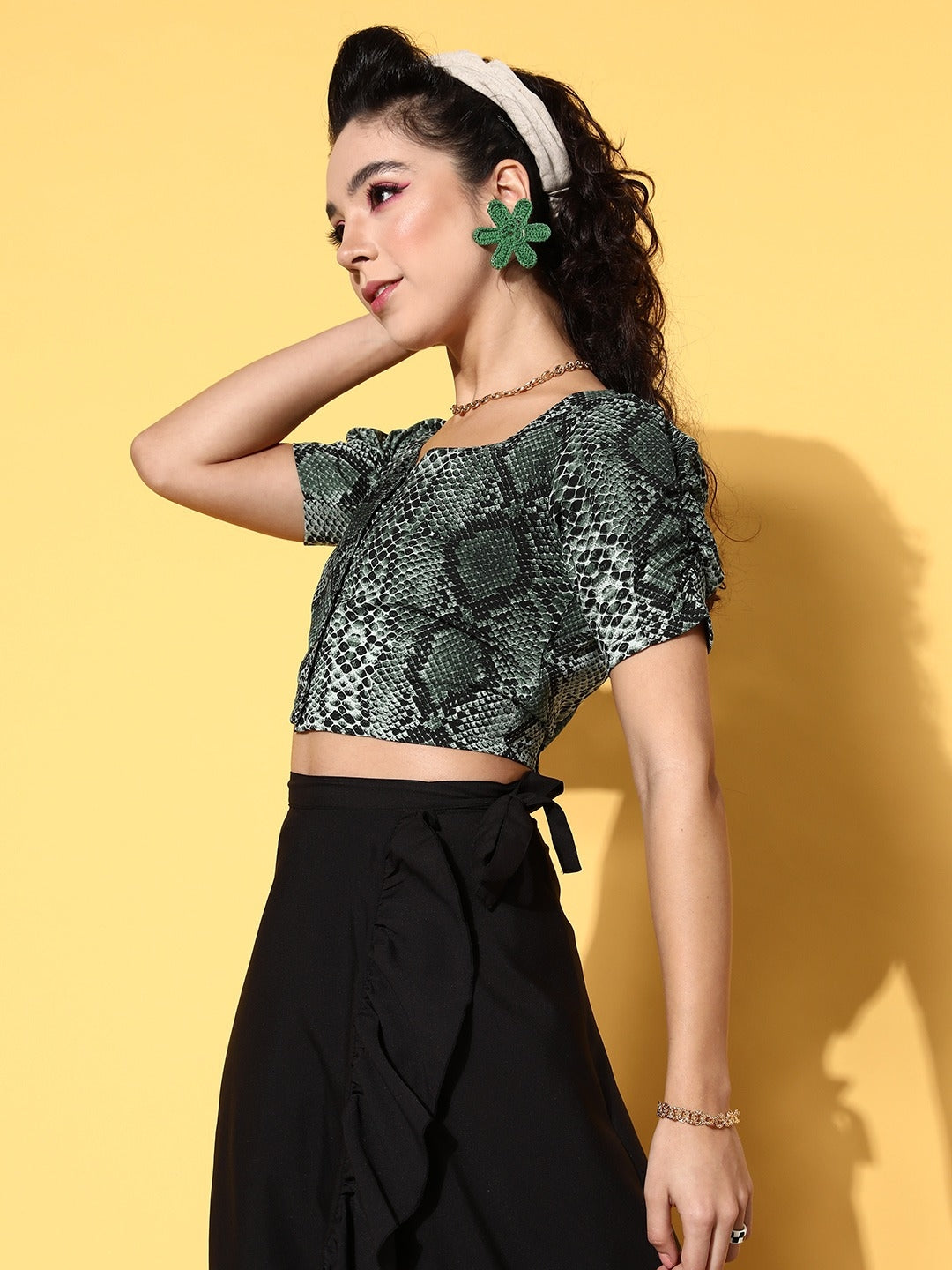 Green Animal Printed Vacay Attire