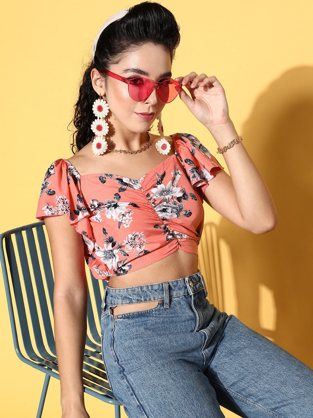 Pretty Pink Floral Bustier Crop Top