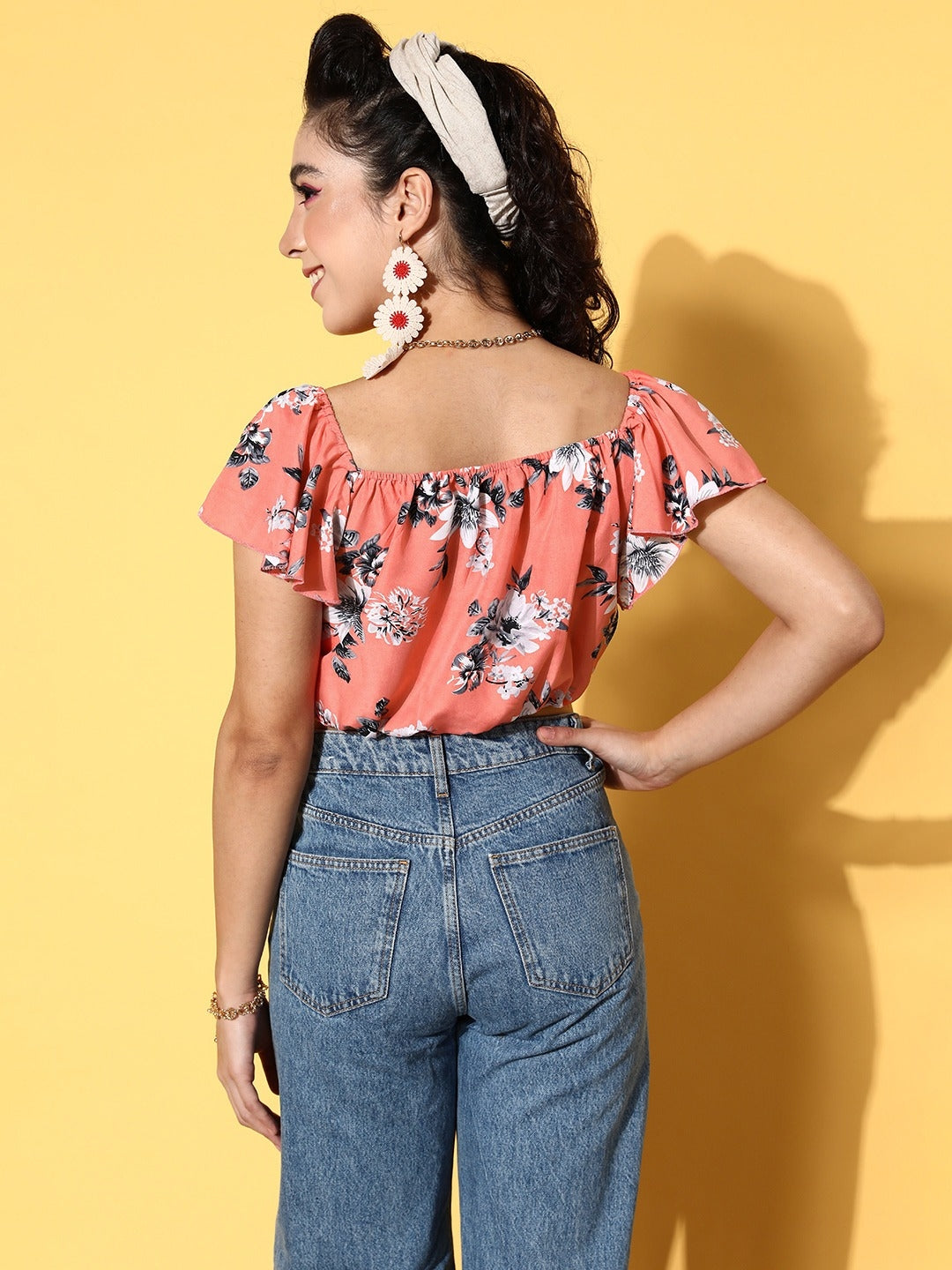 Pretty Pink Floral Bustier Crop Top