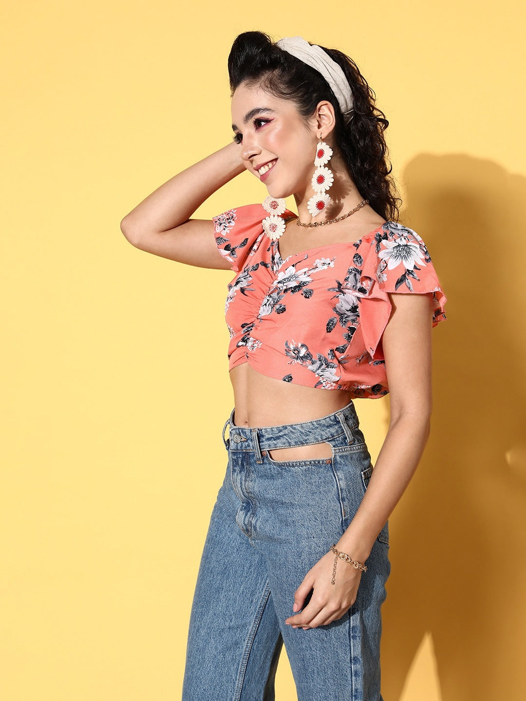 Pretty Pink Floral Bustier Crop Top