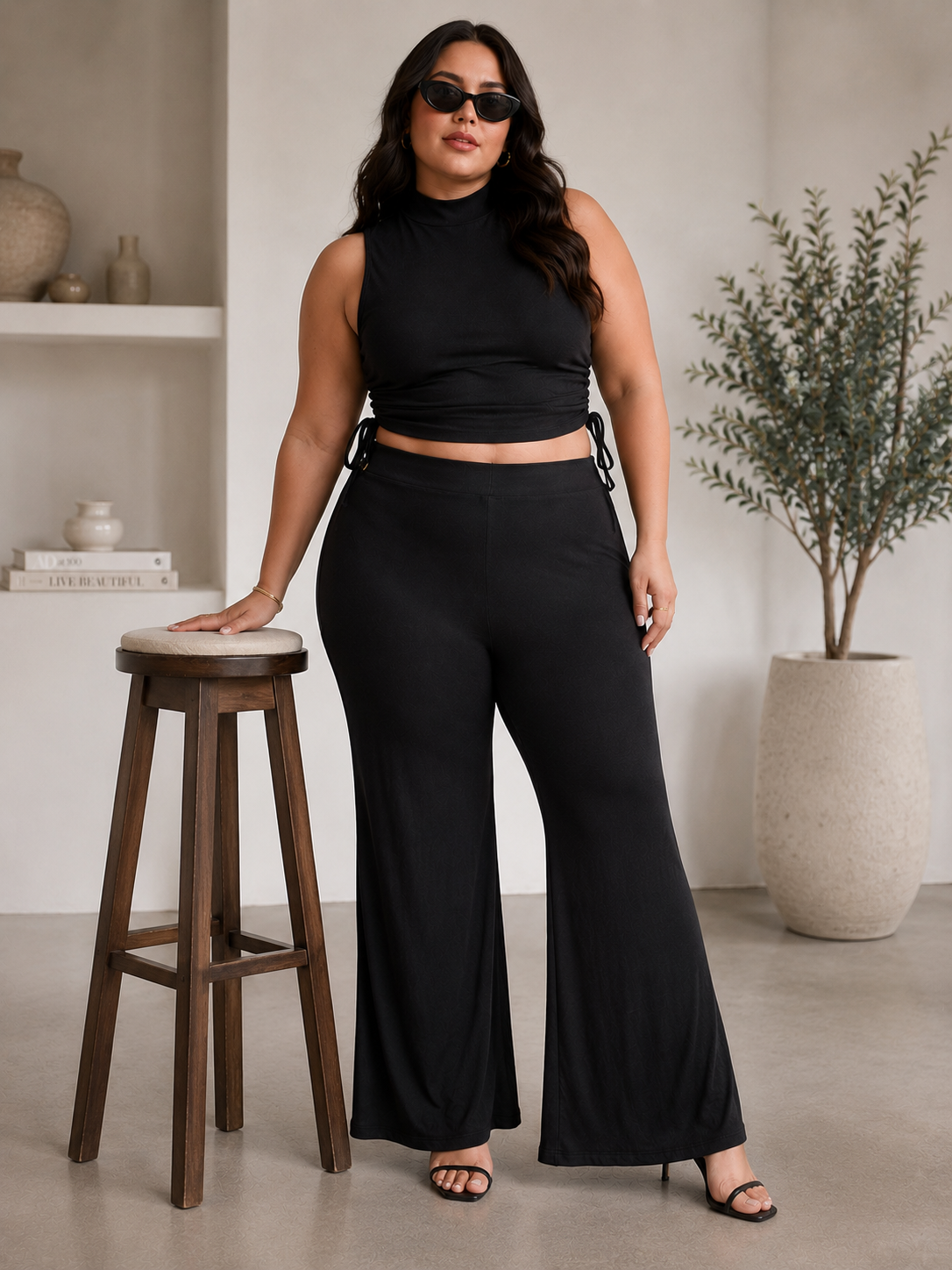 U&F Beyond Women Plus Size Black Aura Co-Ord Set