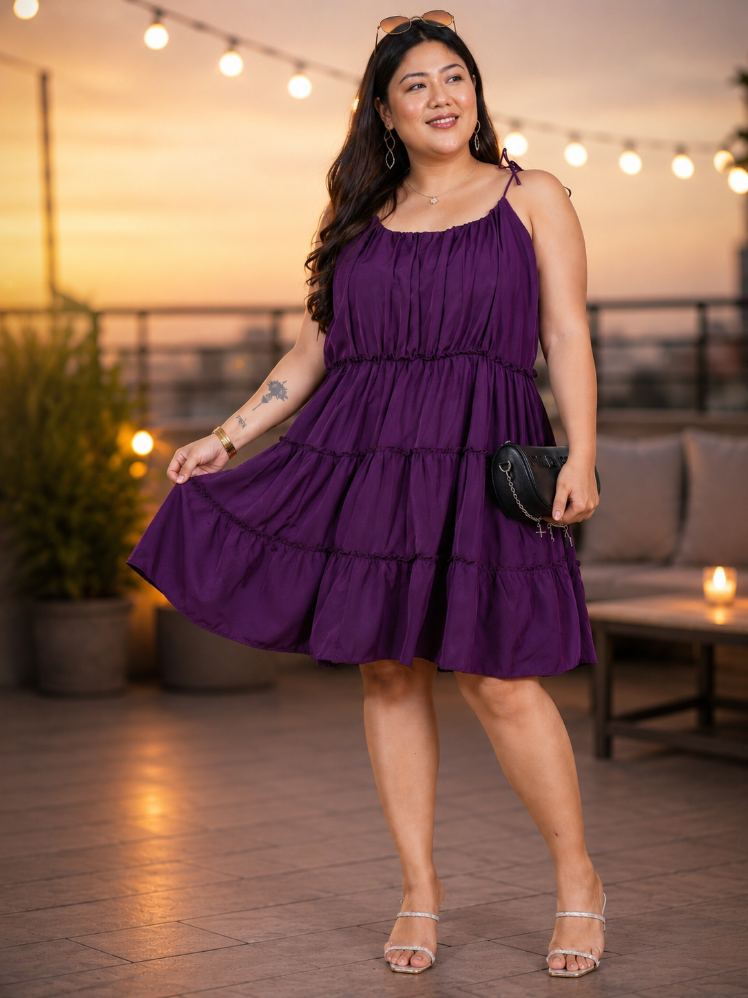 U&F Beyond Women Plus Size Crepe A-Line Dress