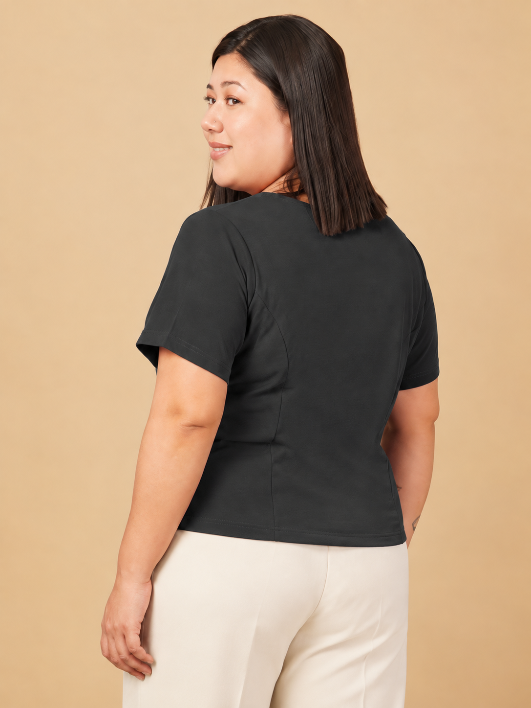 U&F Beyond Plus Size Midnight Classic Button-Front Top