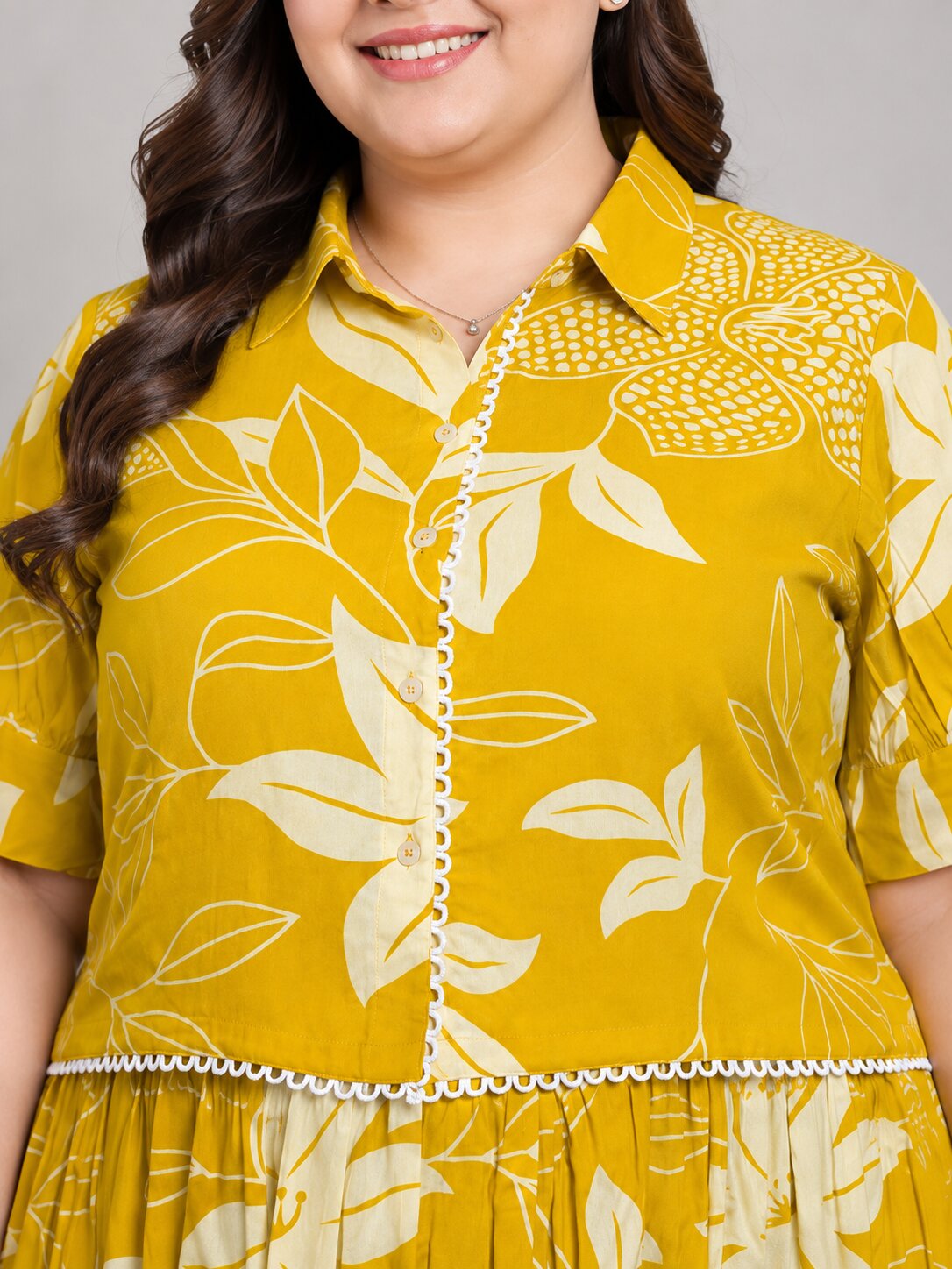 U&F Beyond Plus Size Golden Bloom Printed Co-ord Set