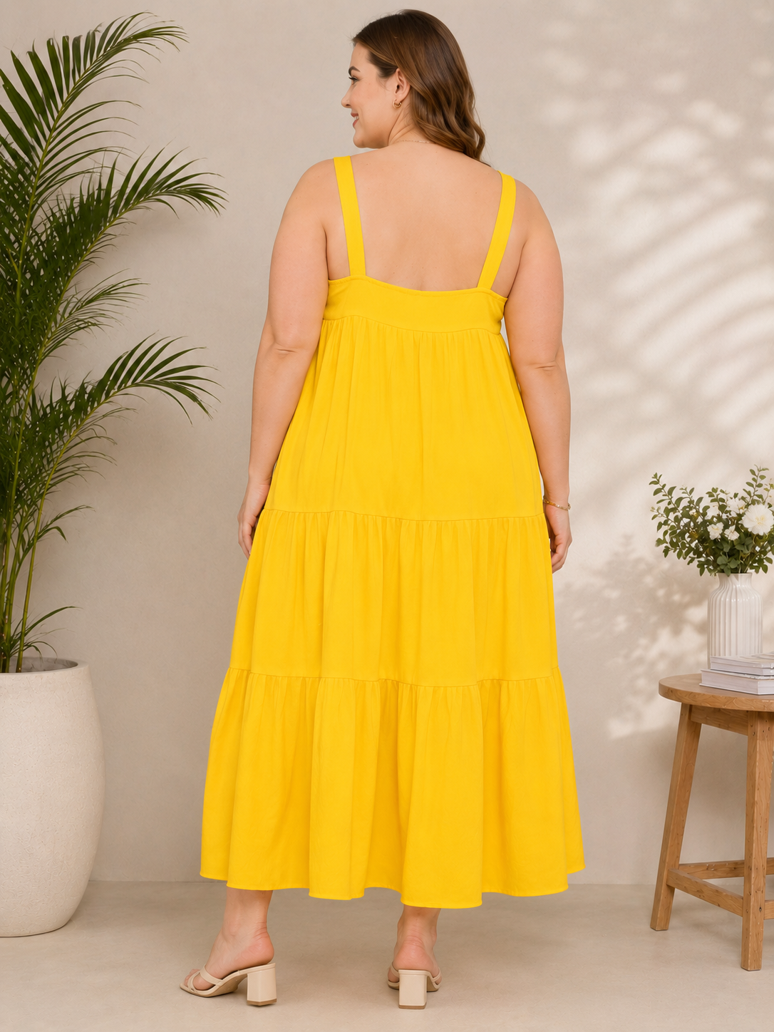 U&F Beyond Yellow Tiered Maxi Plus Size Dress
