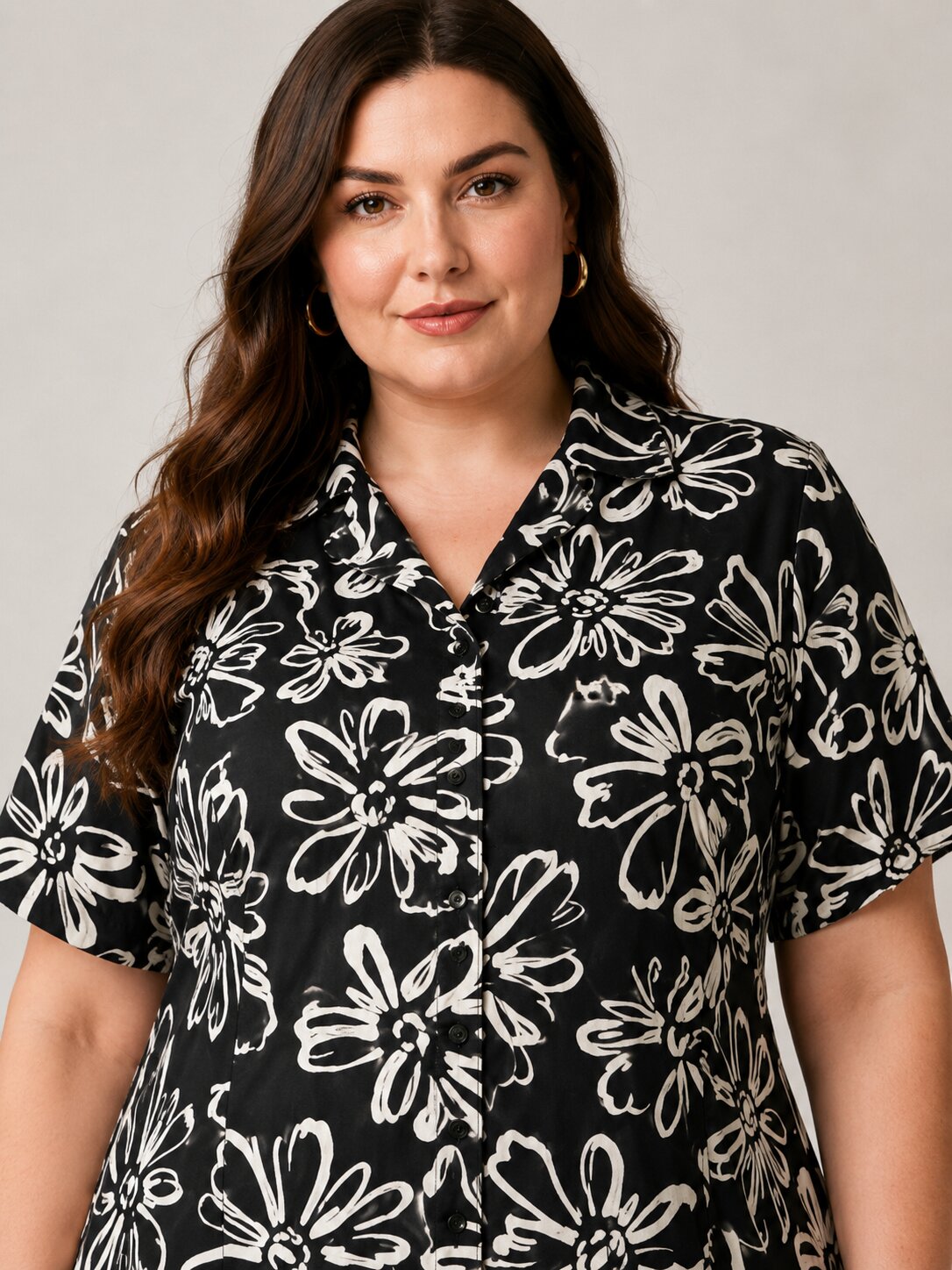 U&F Beyond Plus Size Black Floral Printed Fit & Flare Midi Dress