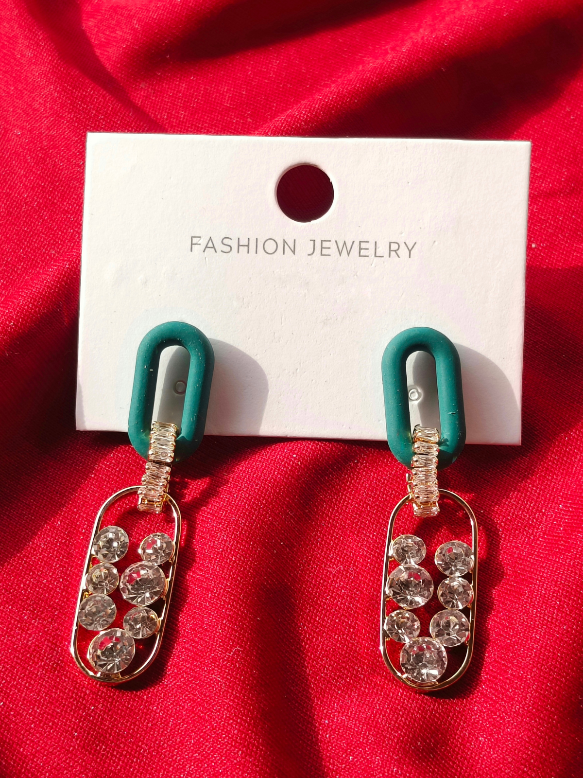 Radiant Teal Sparkle Link Earring
