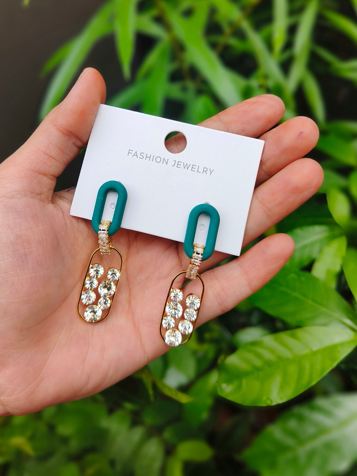 Radiant Teal Sparkle Link Earring