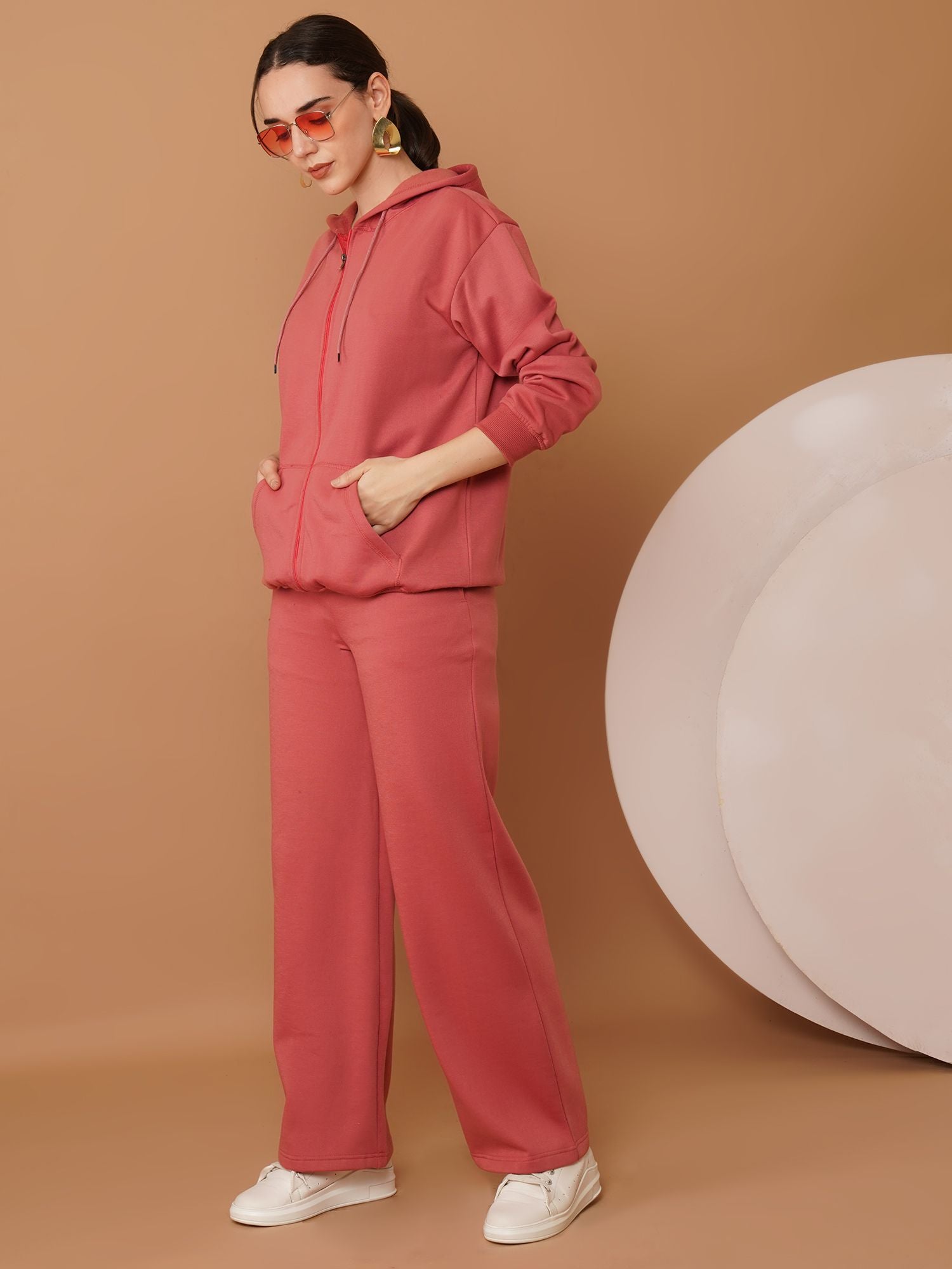 U&F Women’s Pink (Hoodie & Trousers) – Soft Touch, Breathable Cotton Tracksuit