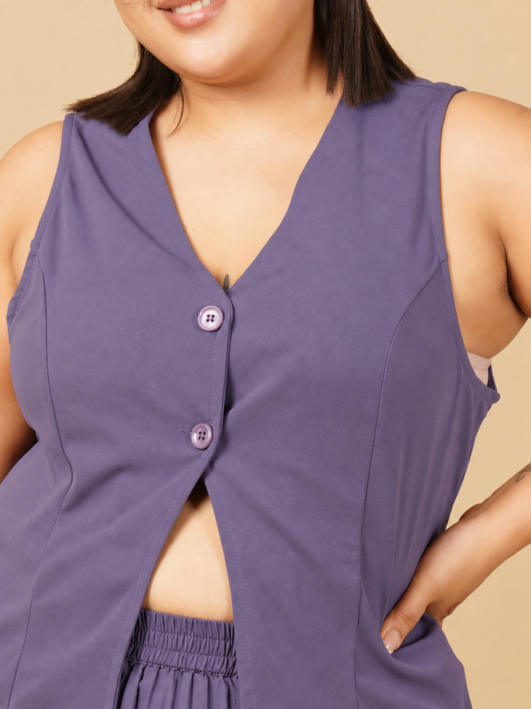 U&F Beyond Plus Size Amethyst Grace Pleated Co-Ord Set