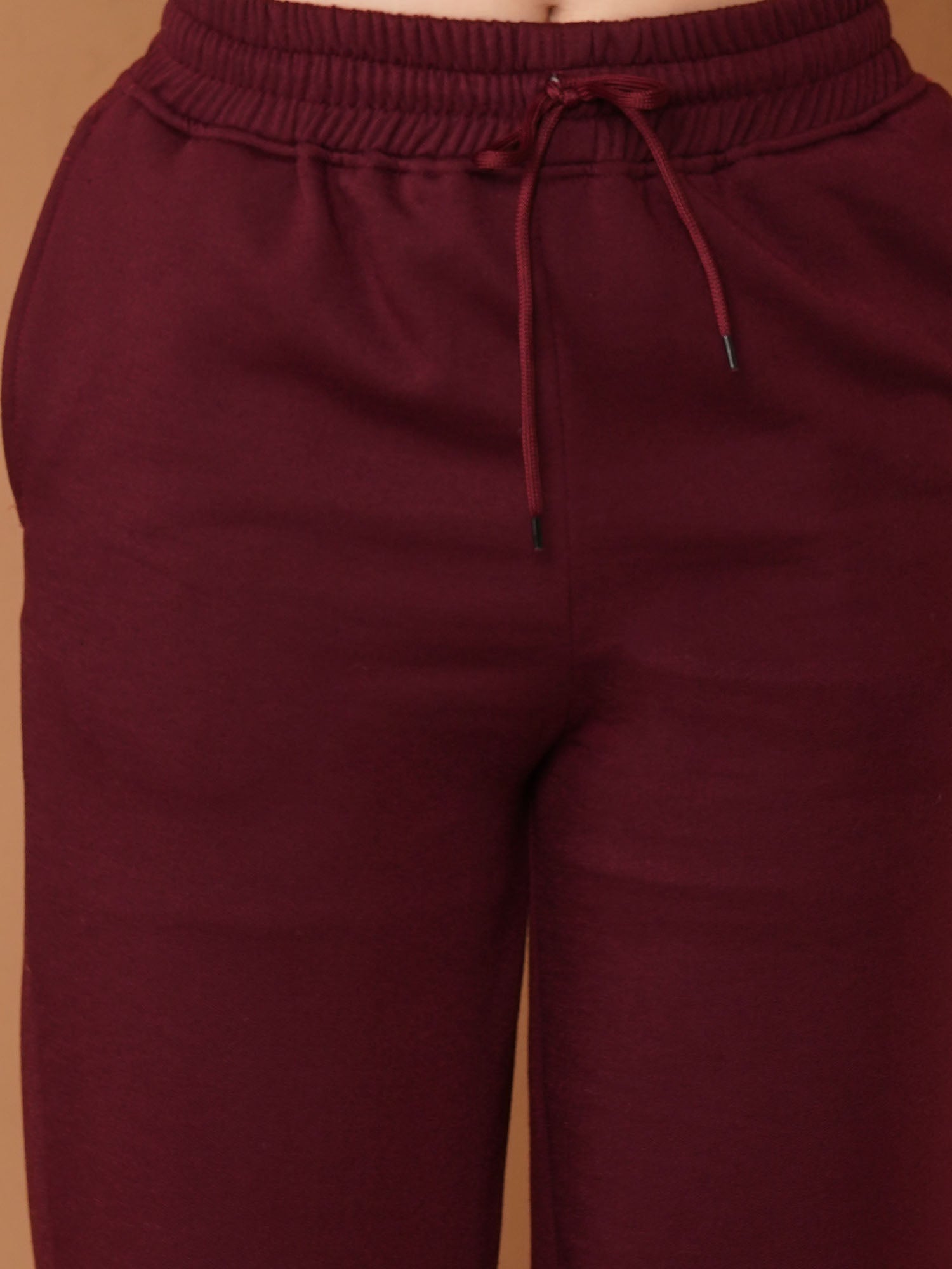 U&F Women’s Burgundy Straight Fit – Soft Touch, Breathable Cotton Jogger Trousers