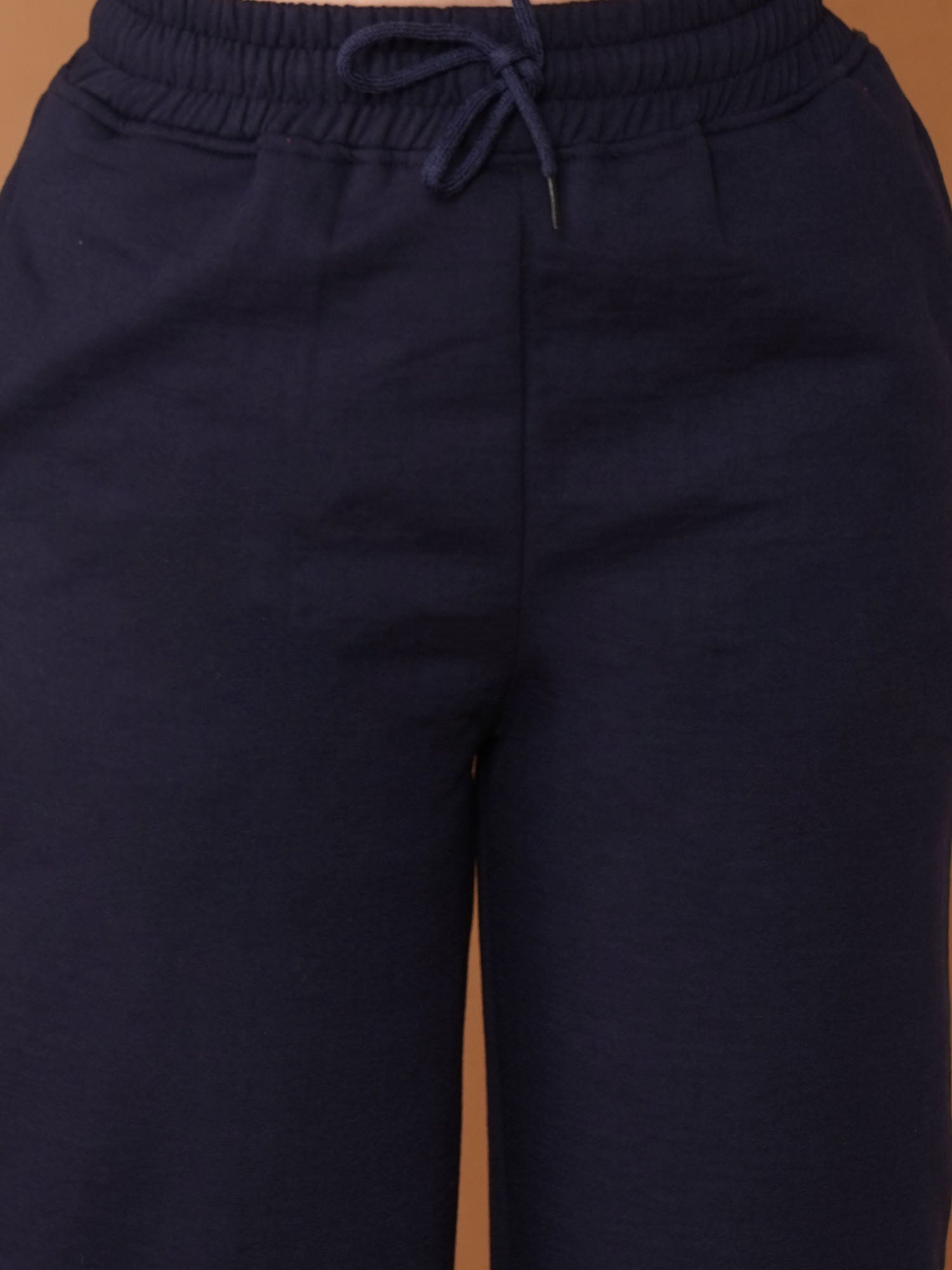 U&F Women’s Navy Blue Straight Fit – Soft Touch, Breathable Cotton Jogger Trousers