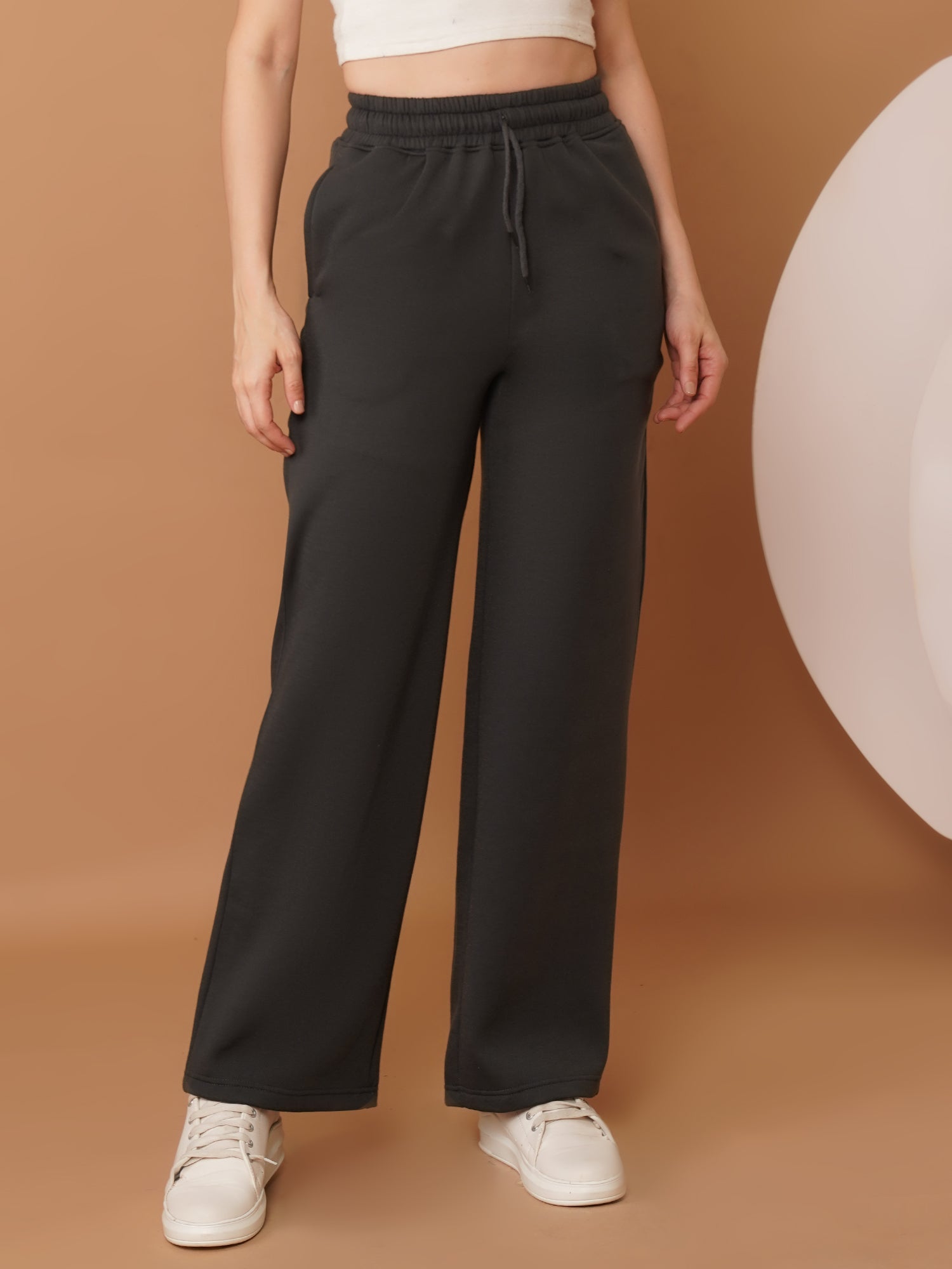 U&F Women’s Charcoal Grey Straight Fit – Soft Touch, Breathable Jogger Trousers