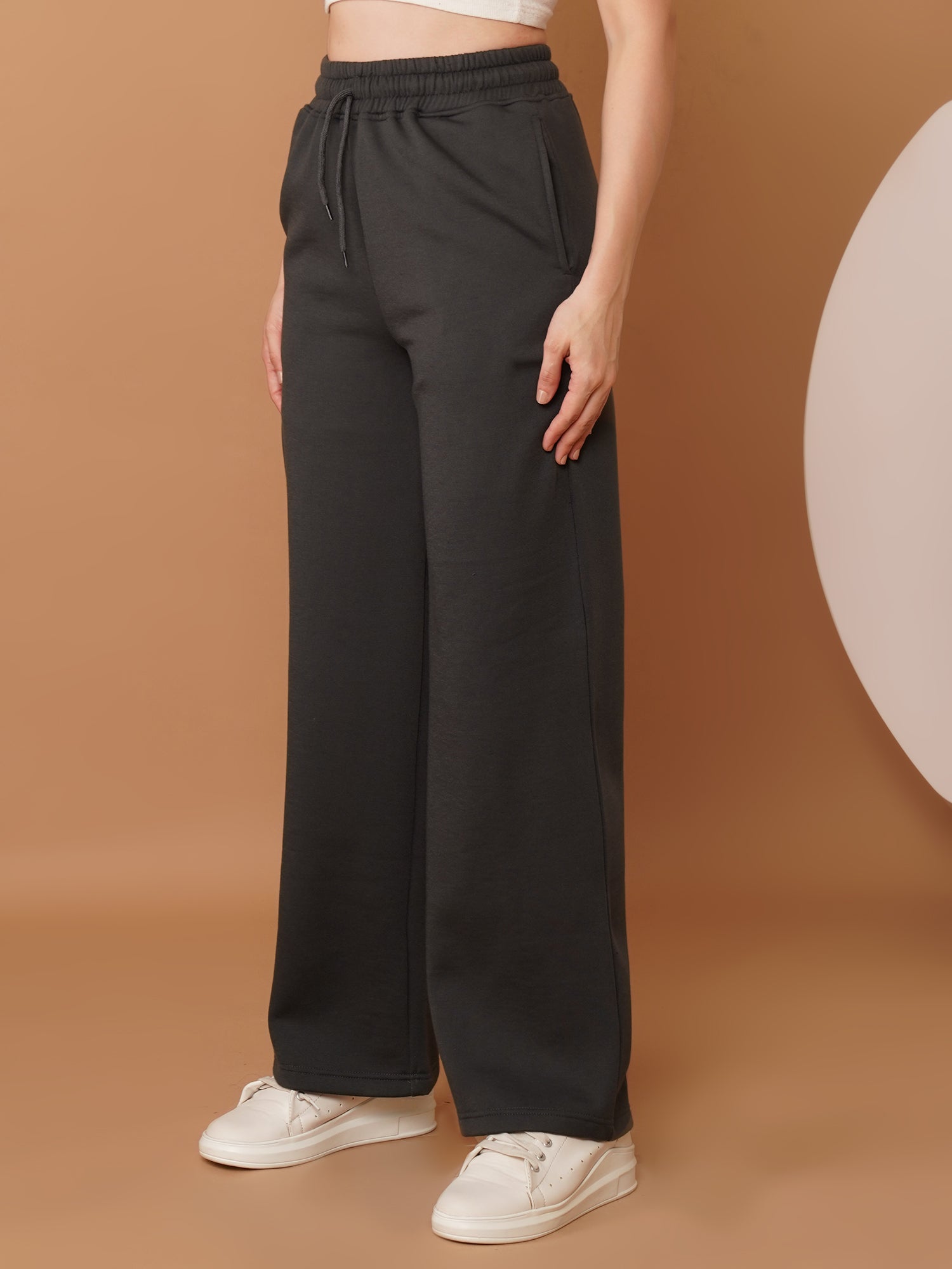 U&F Women’s Charcoal Grey Straight Fit – Soft Touch, Breathable Jogger Trousers