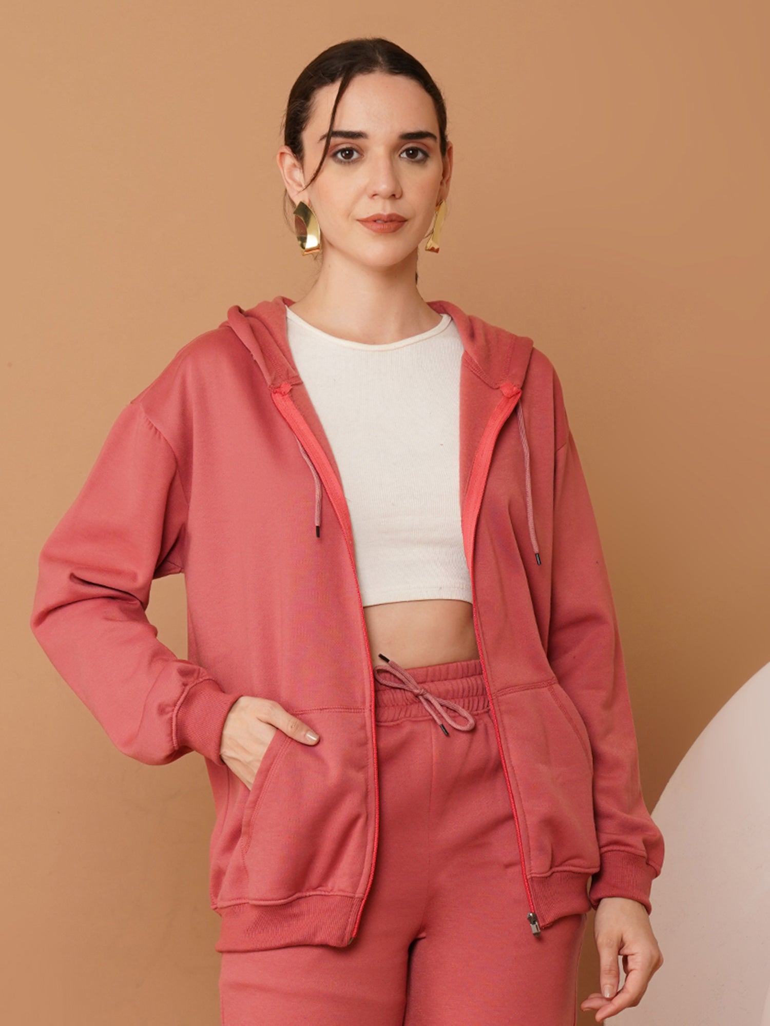 U&F Women’s Pink (Hoodie & Trousers) – Soft Touch, Breathable Cotton Tracksuit