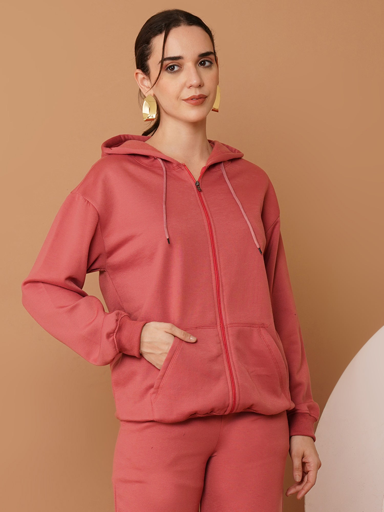 U&F Women’s Zip-Up Hooded Sweatshirt – Soft Touch, Breathable Polyester Cotton Hoodie (S–XL)
