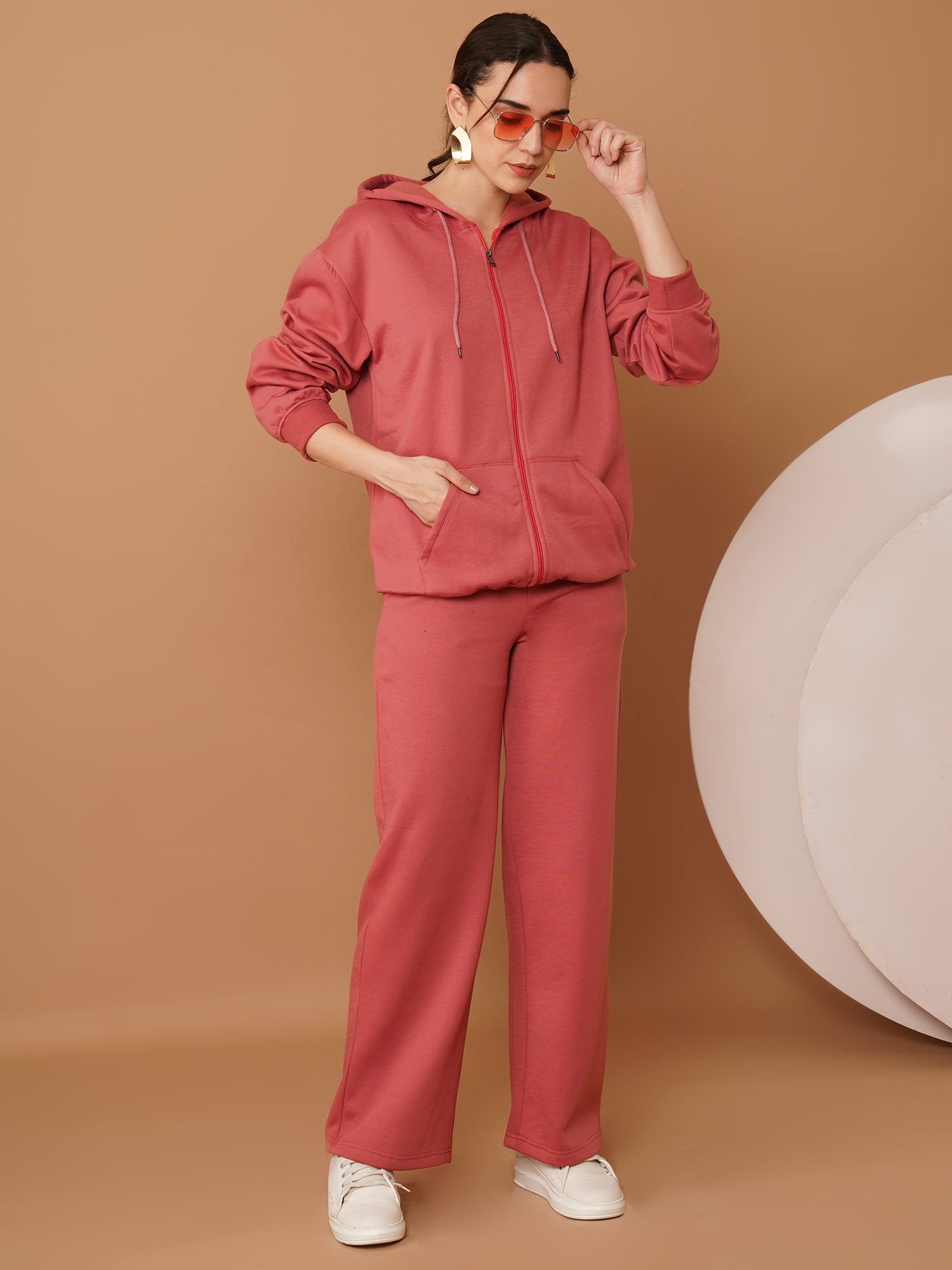 U&F Women’s Pink (Hoodie & Trousers) – Soft Touch, Breathable Cotton Tracksuit