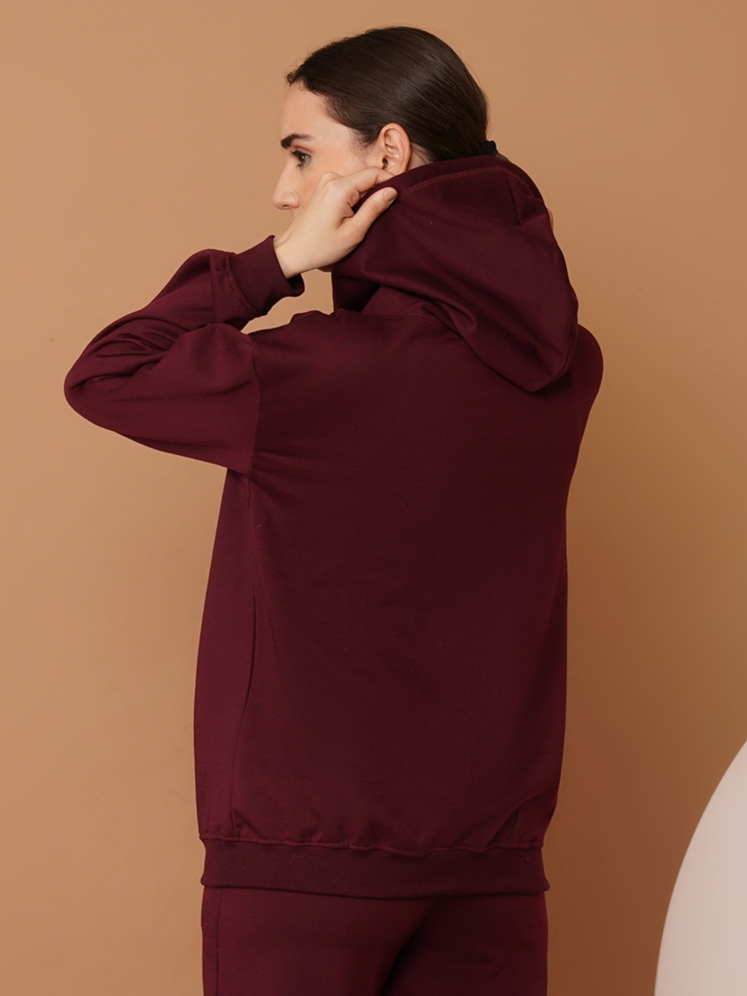 U&F Women’s Maroon Zip-Up Hooded Sweatshirt – Soft Touch, Breathable Polyester Cotton Hoodie (S–XL)
