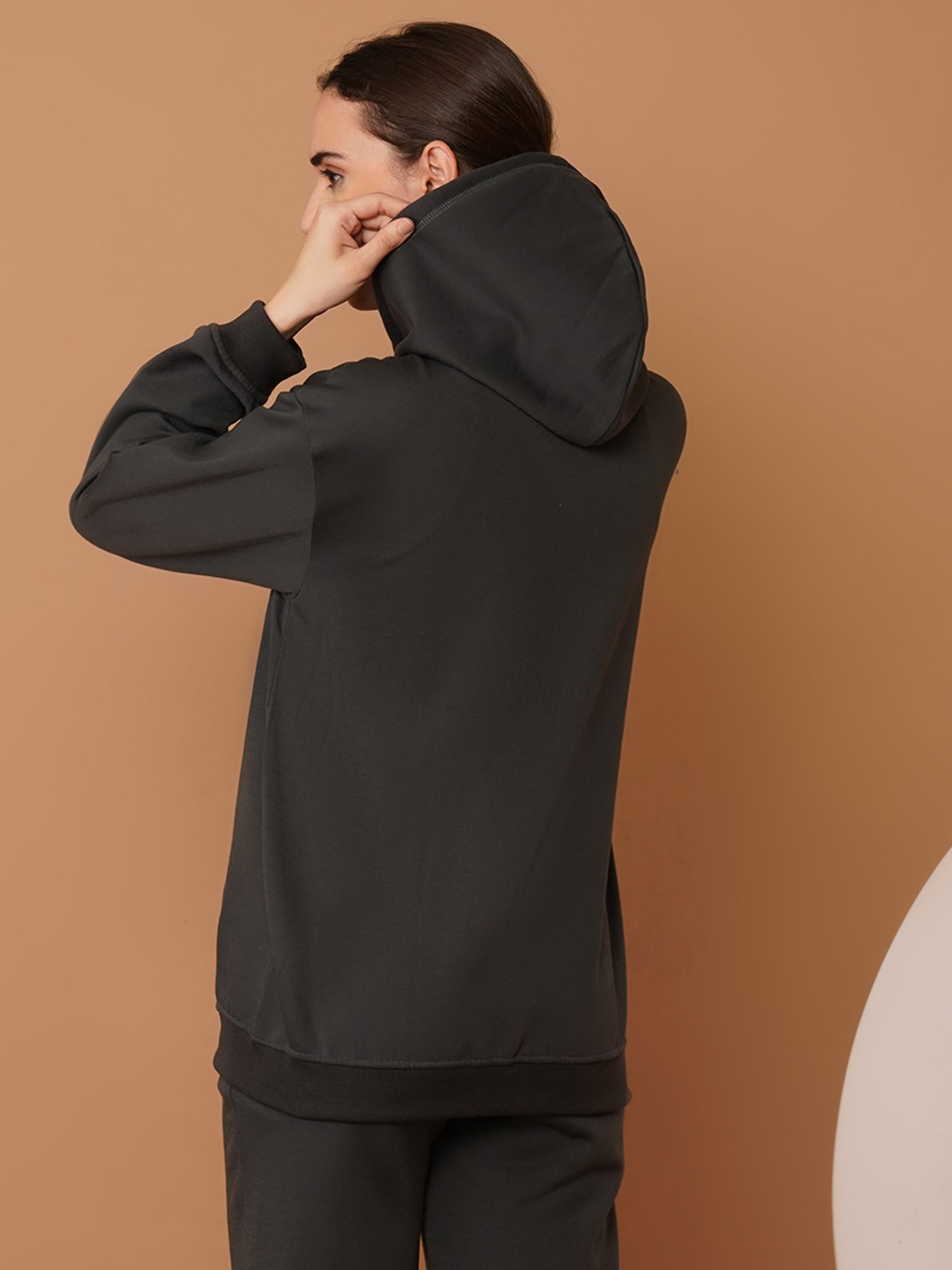U&F Women’s Black Zip-Up Hooded Sweatshirt – Soft Touch, Breathable Polyester Cotton Hoodie (S–XL)
