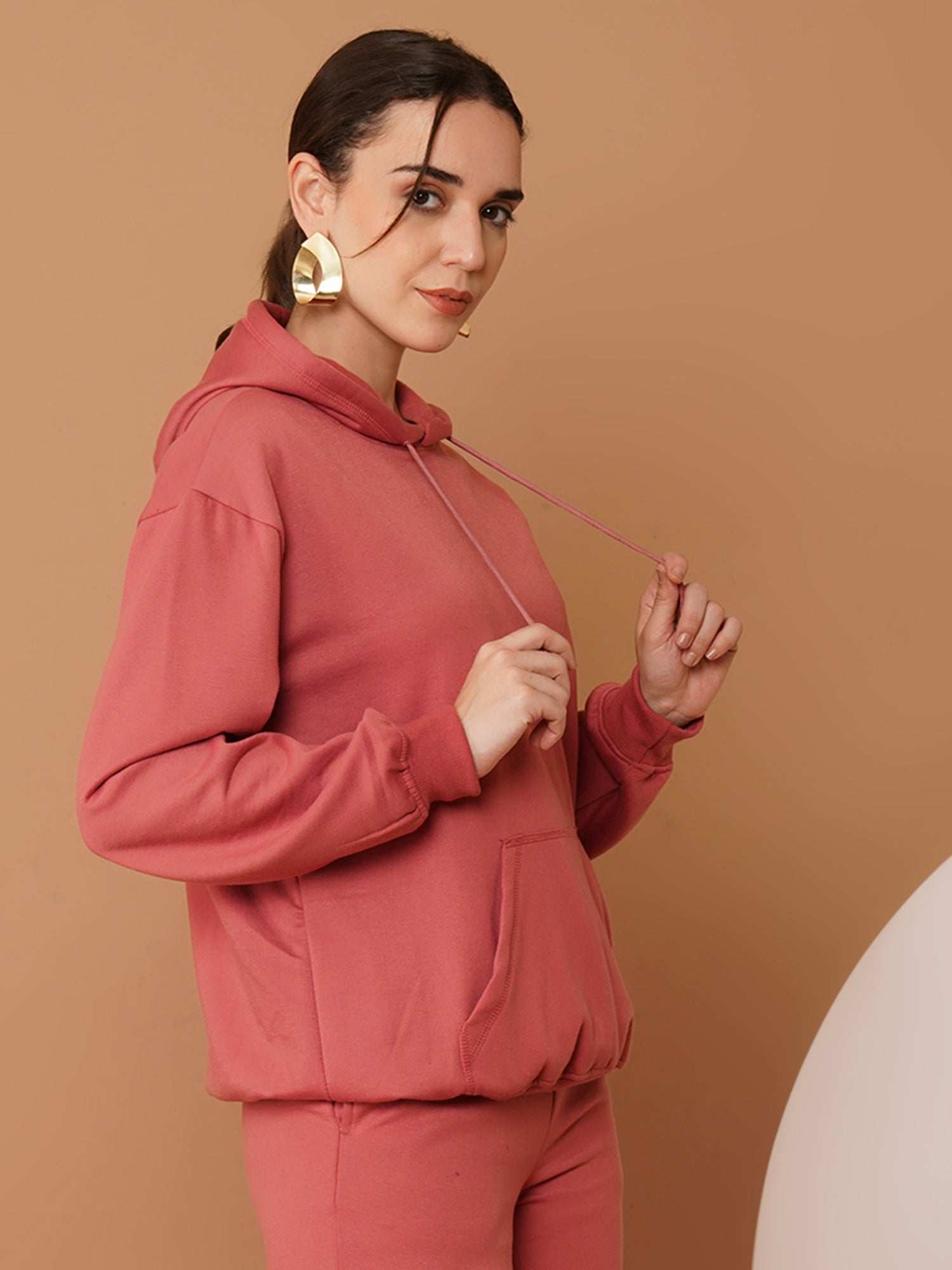 U&F Women’s Pink Pullover Hoodie – Soft Touch, Breathable Polyester Cotton Sweatshirt (S–XL)