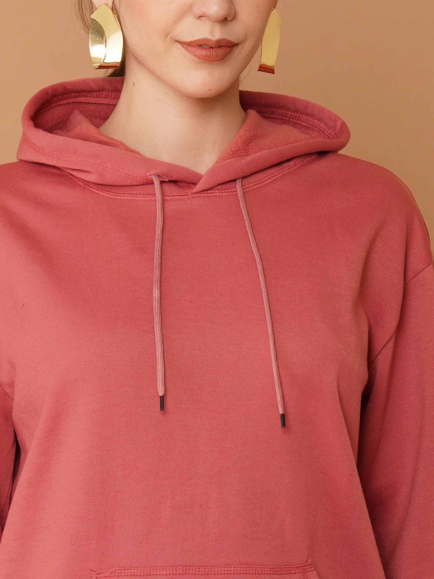 U&F Women’s Pink Pullover Hoodie – Soft Touch, Breathable Polyester Cotton Sweatshirt (S–XL)