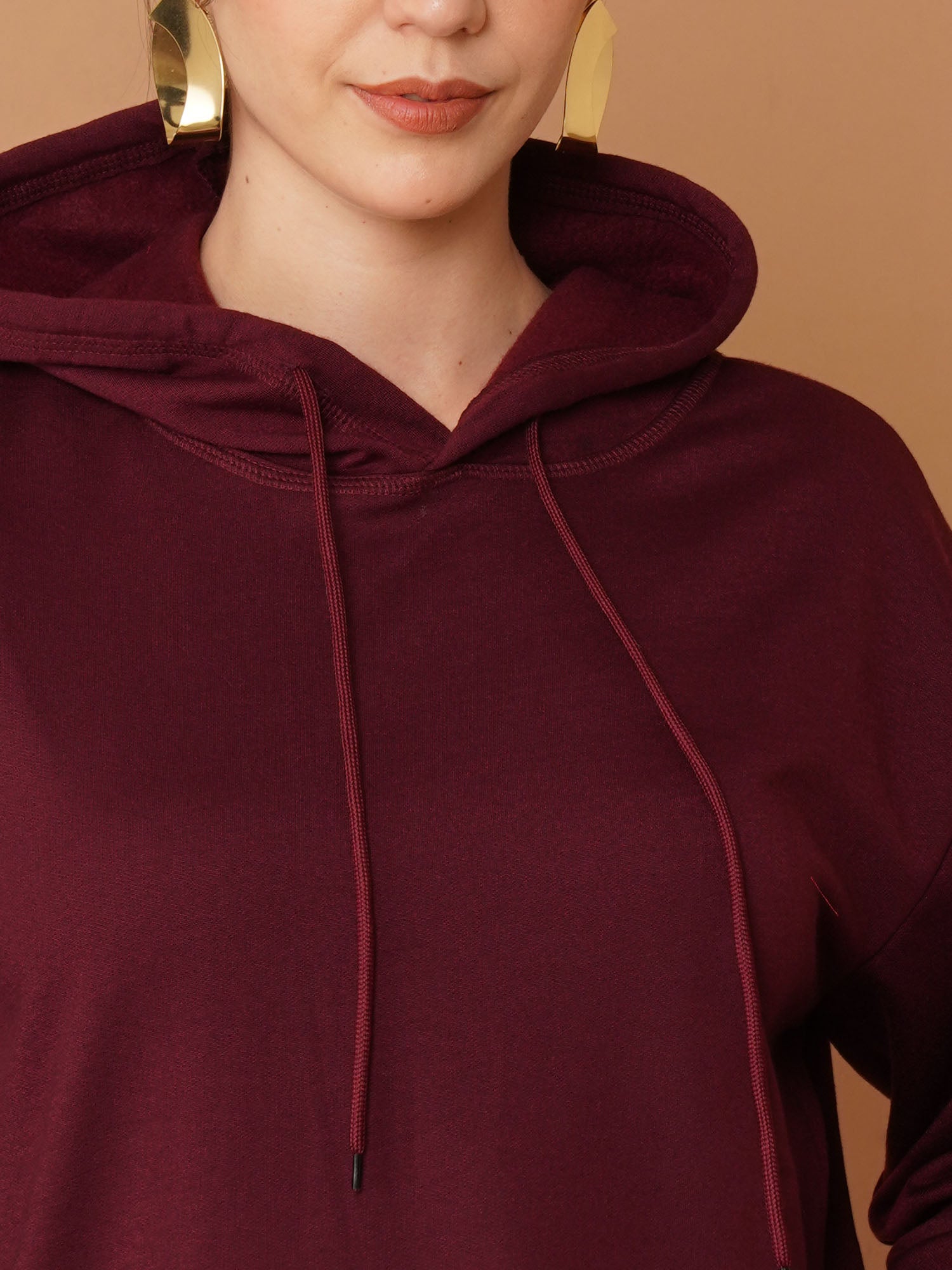 U&F Women’s Maroon Pullover Hoodie – Soft Touch, Breathable Polyester Cotton Sweatshirt (S–XL)