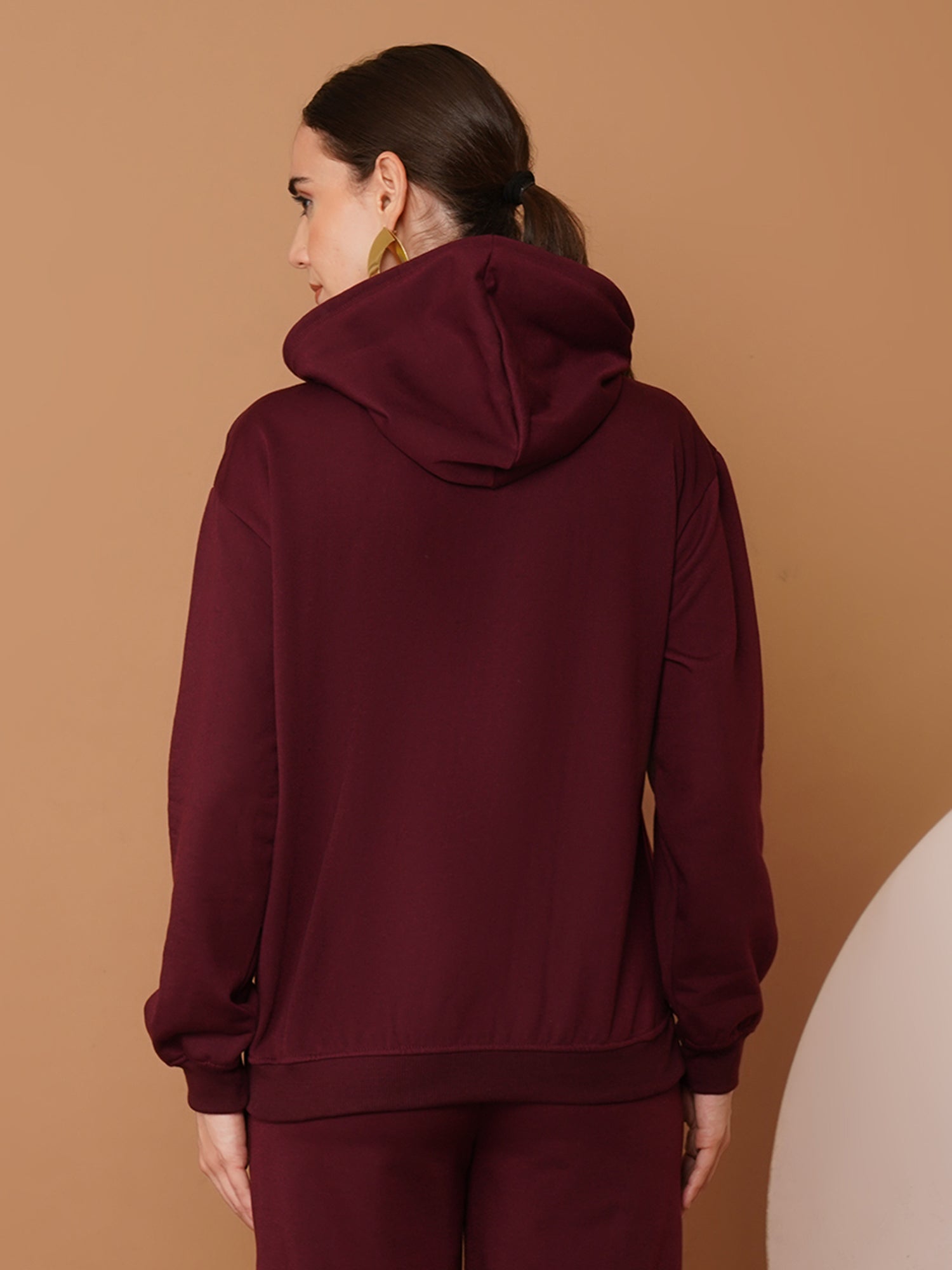 U&F Women’s Maroon Pullover Hoodie – Soft Touch, Breathable Polyester Cotton Sweatshirt (S–XL)