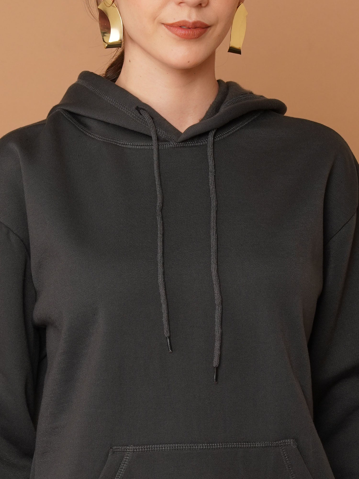 U&F Women’s Black Pullover Hoodie – Soft Touch, Breathable Polyester Cotton Sweatshirt (S–XL)