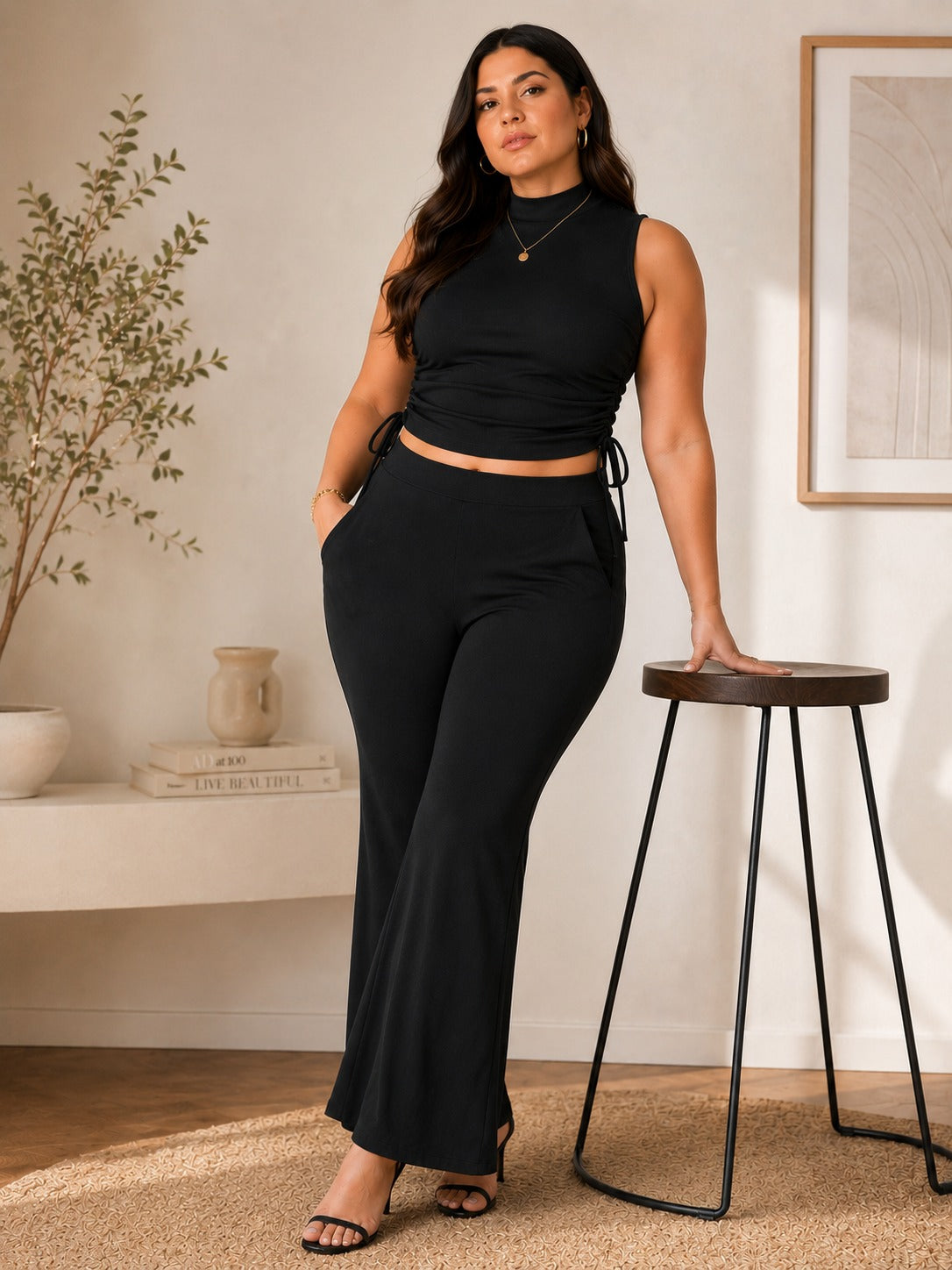 U&F Beyond Women Plus Size Black Aura Co-Ord Set
