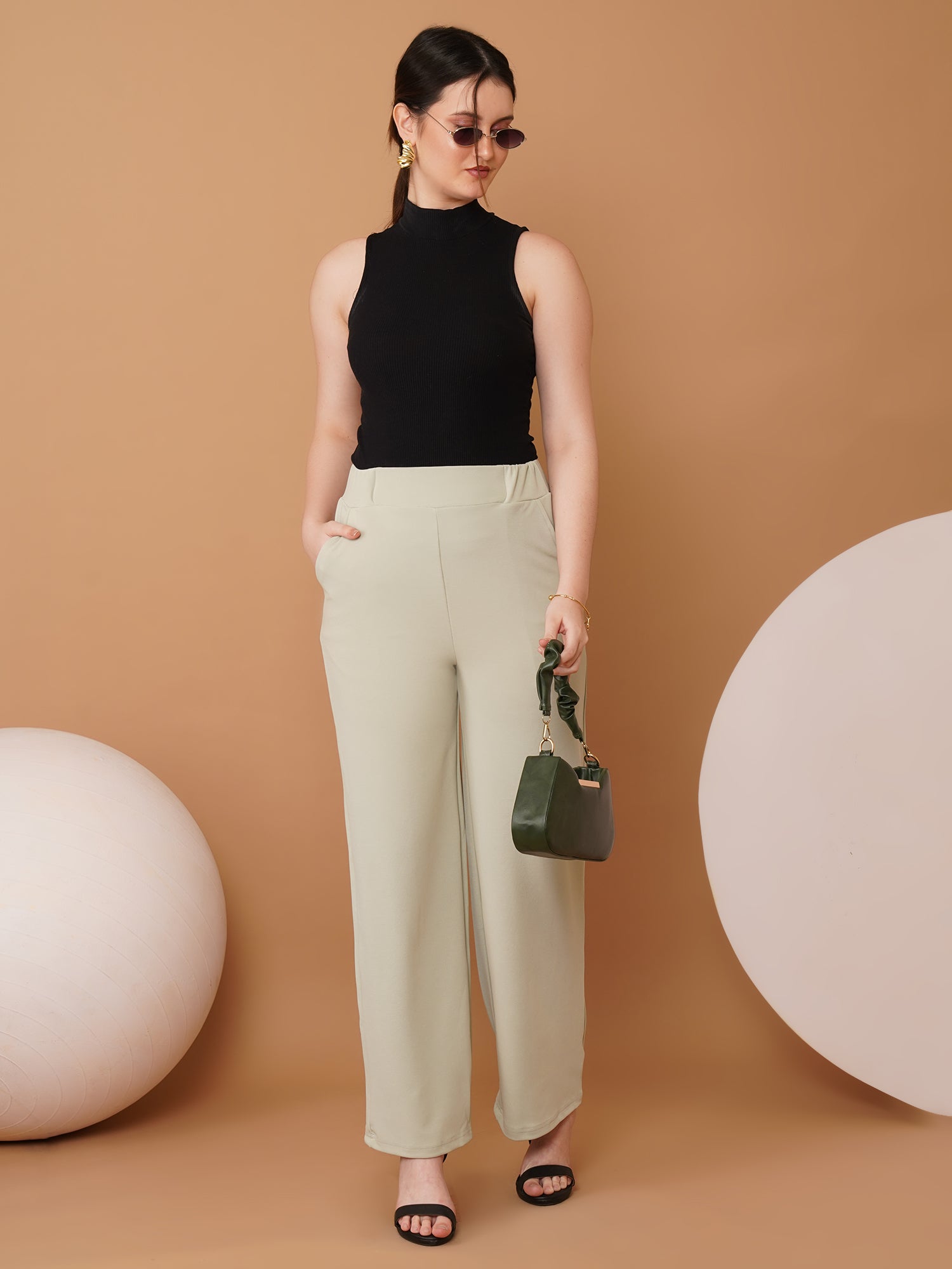 U&F Women Original Straight Fit High-Rise Trousers