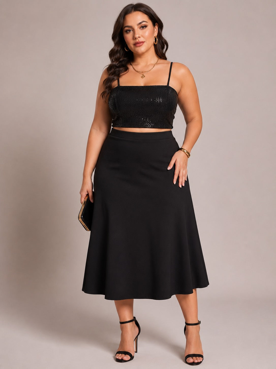 U&F Beyond Plus Size Midnight Glam Skirt Co-Ord Set