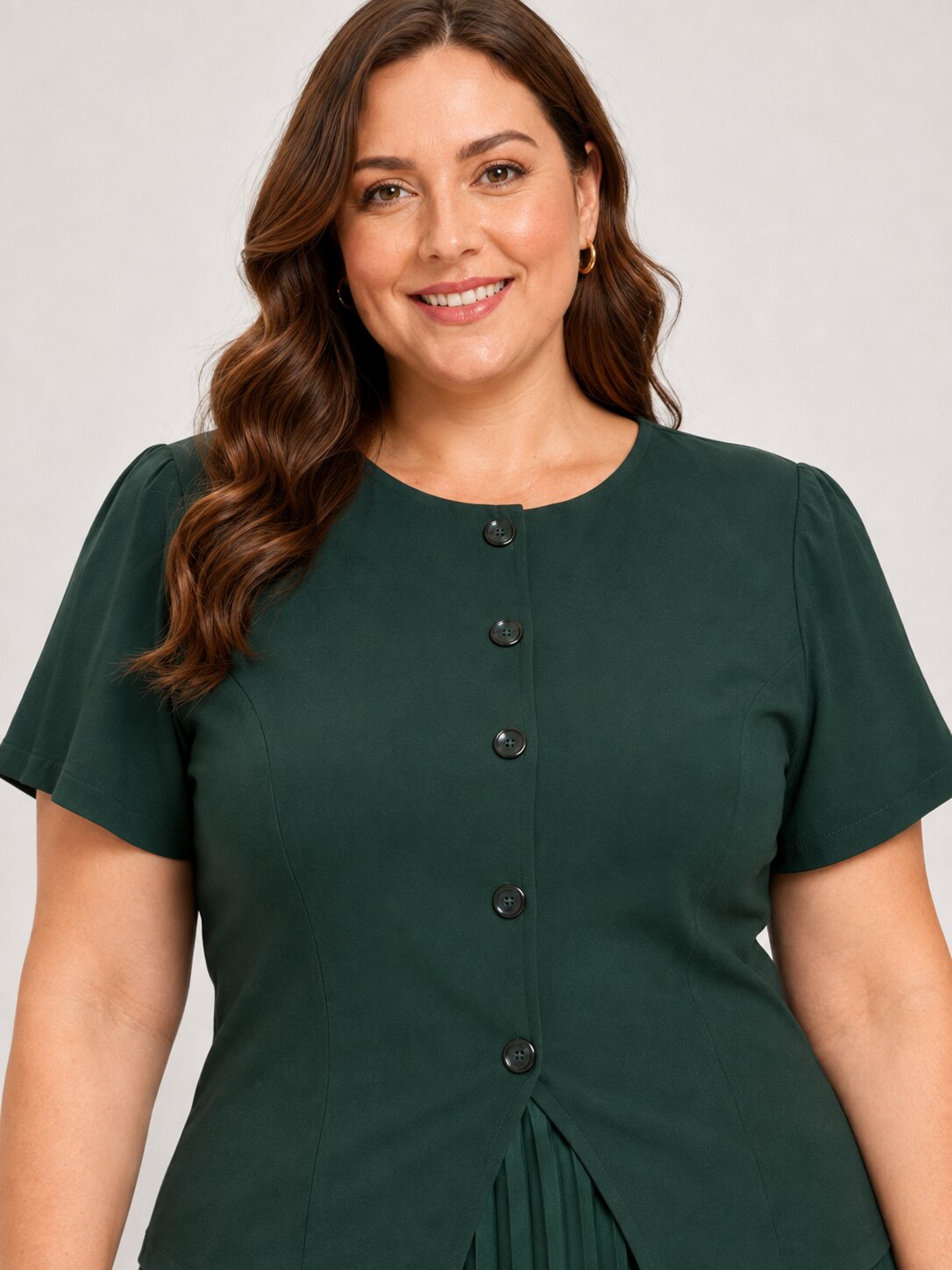 U&F Beyond Forest Green Plus Size Pleated Charm Co-ord Set