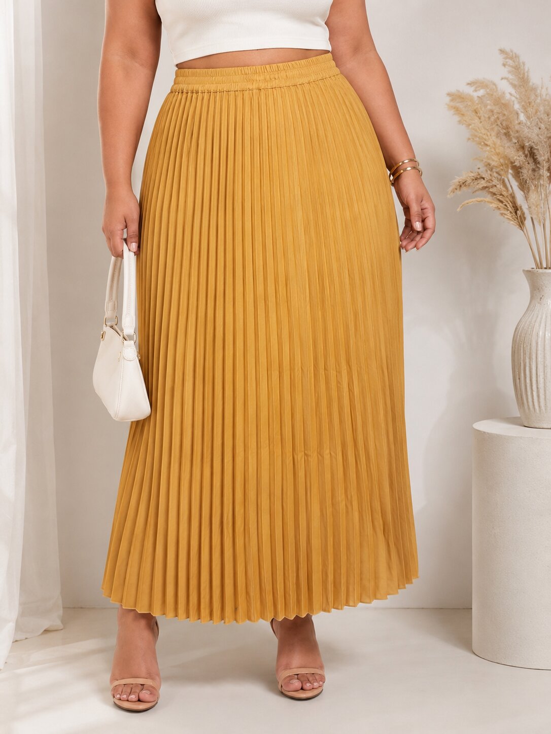 U&F Beyond Mustard Elasticated Waist Maxi Skirt