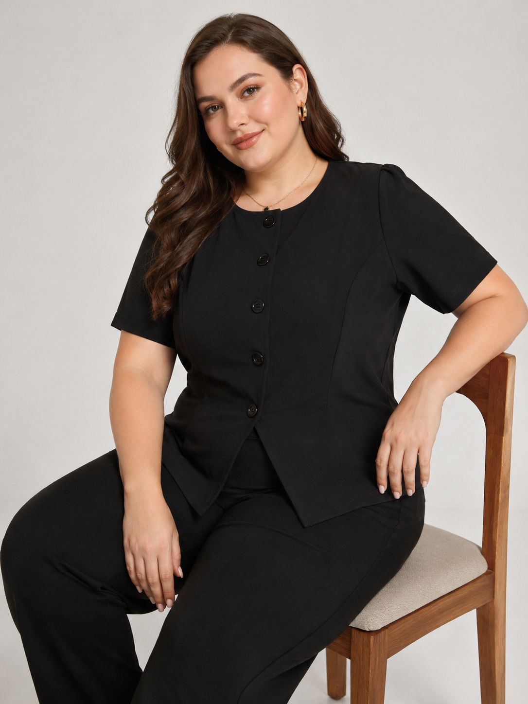 U&F Beyond Midnight Classic Button-Front Top