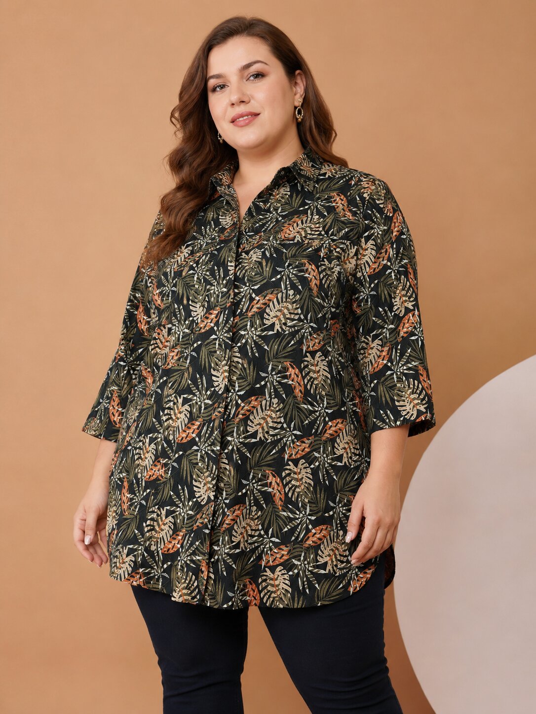 U&F Beyond Black Floral Print Ruffle Hem Plus Size Midi Dress