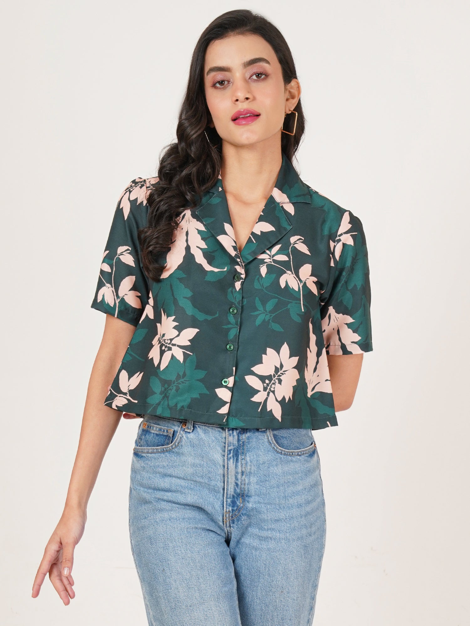 U&F Women Original Slim Fit Floral Opaque Printed Casual Shirt